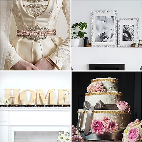 Vista 74 de Xinnun 5 rollos de cinta de diamantes de imitación brillantes, tiras autoadhesivas de diamantes de imitación, cinta de resina para arte, Plateado