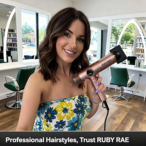 Miniatura 6 de RUBY RAE Secador de pelo Ionic de 2000 W, secador profesional de doble voltaje con difusor, diseño ligero, secado rápido, tecnología de bajo ruido,