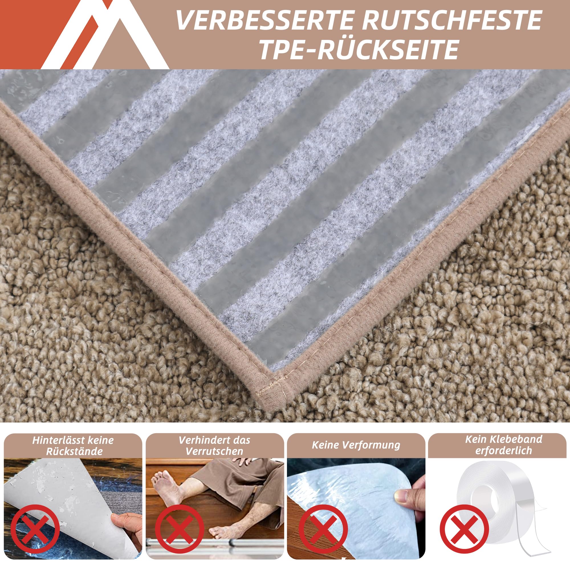 COSY HOMEER 4 stuks traptredenmatten, 70 x 22 cm, zelfklevend, machinewasbaar, 100% polyester, TPE-rug, ideaal voor kinderen, senioren en huisdieren
