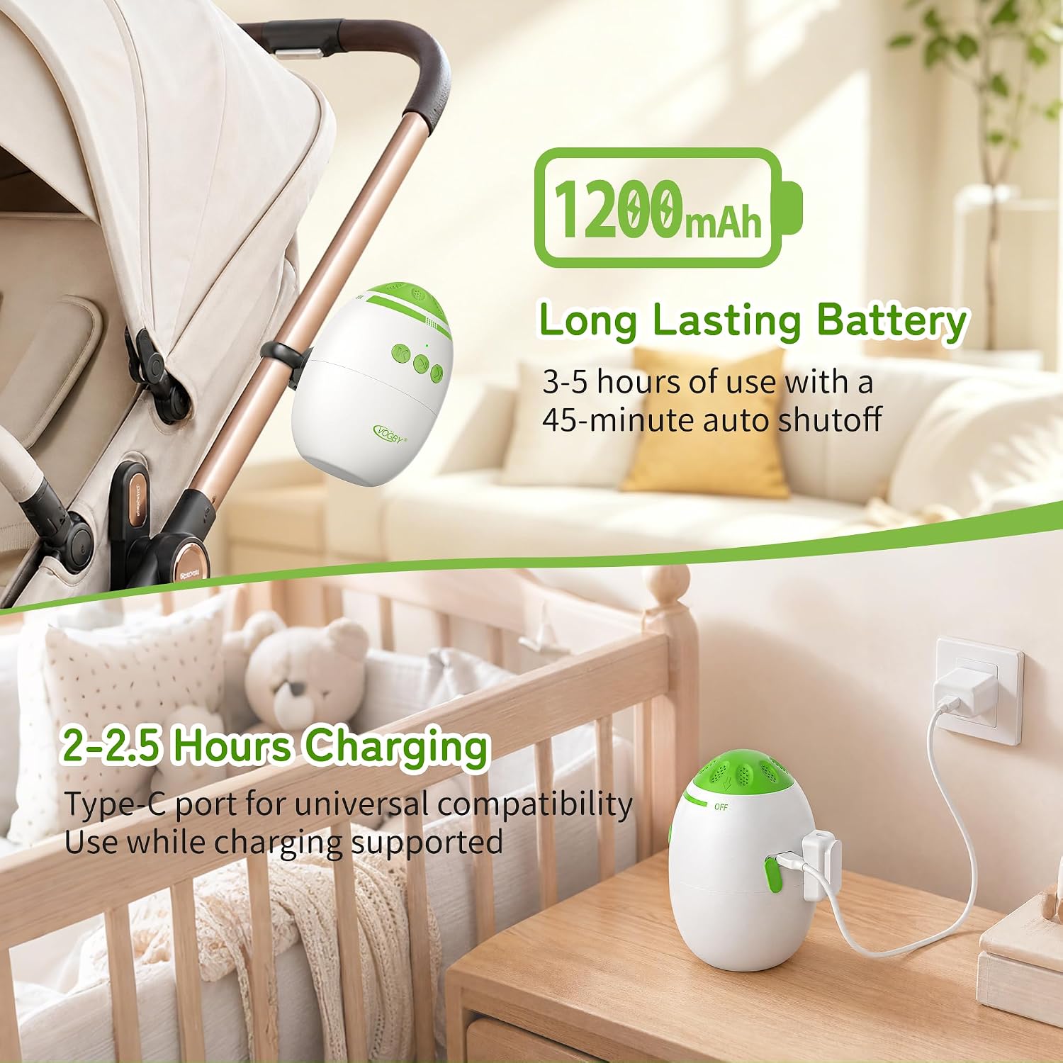 Baby Stroller Rocker, Hands-Free Vibration Device with Adjustable Speed and 11 White Noise Sounds, Rechargeable Sleep Soother Rocker - Fits Strollers & Cribs, Essential Baby Gear for Home & On-the-Go