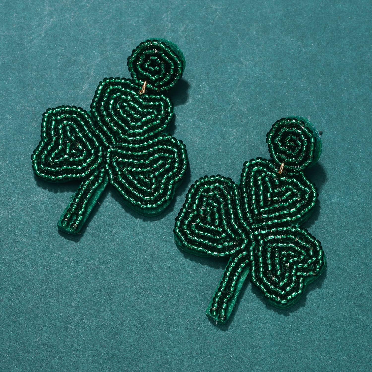St. Patrick's Day Earrings Beaded Green Shamrock Earrings Handmade Lucky Leaf Drop Dangle Earring for Women Funny Irish Holiday Jewelry Gifts - Image 5