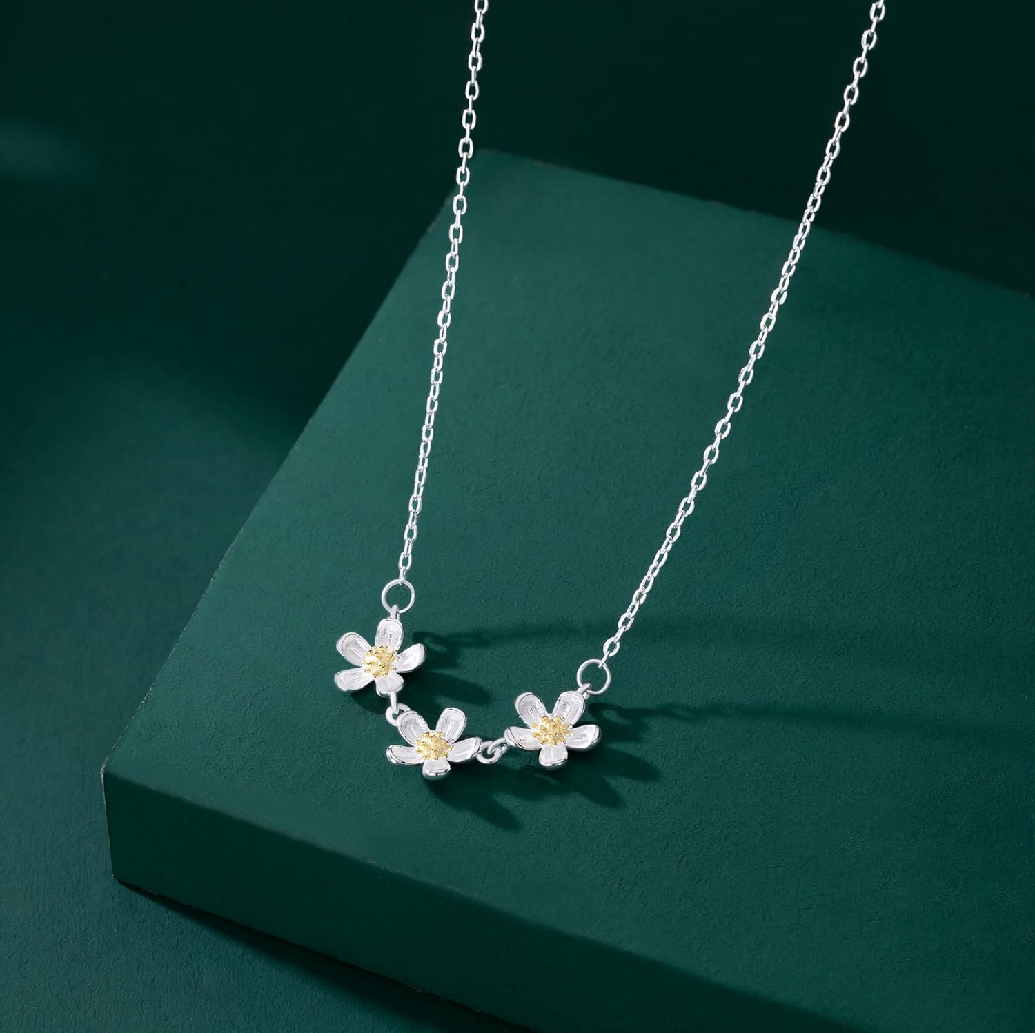 Reffeer Solid 925 Sterling Silver Flower Chain Necklace for Women Teen Girls Small Daisy Pendant Necklace Choker - Image 5