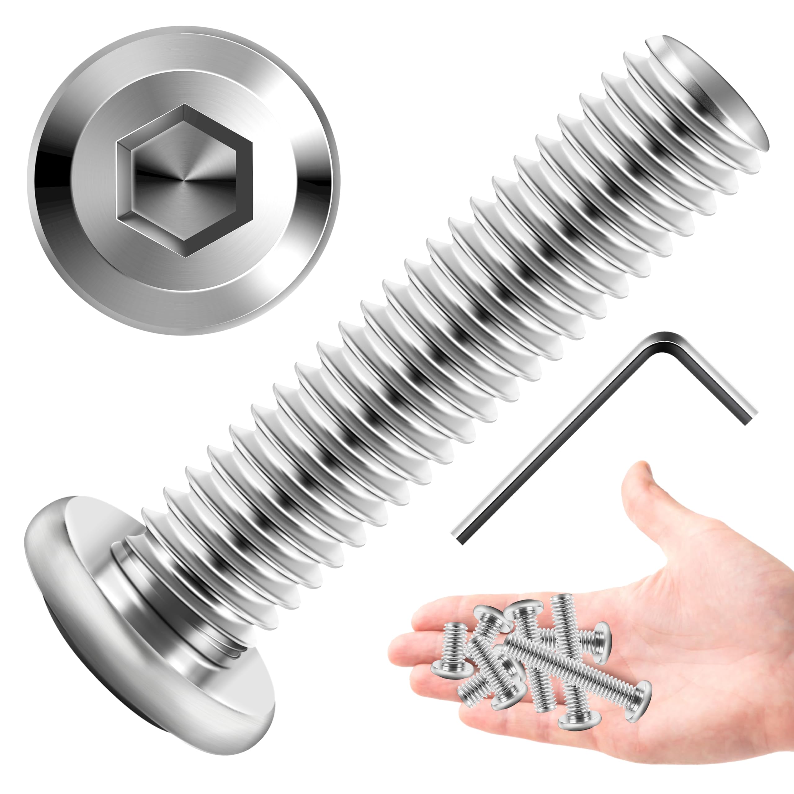 30Pcs M8 Bolt M8 x 30mm Flat Head Socket Cap Screw Bolts, M8 Screws Metric Kit, Stainless Steel Bolts 304, Bright Finish M8x1.25 Bolt by Marysino