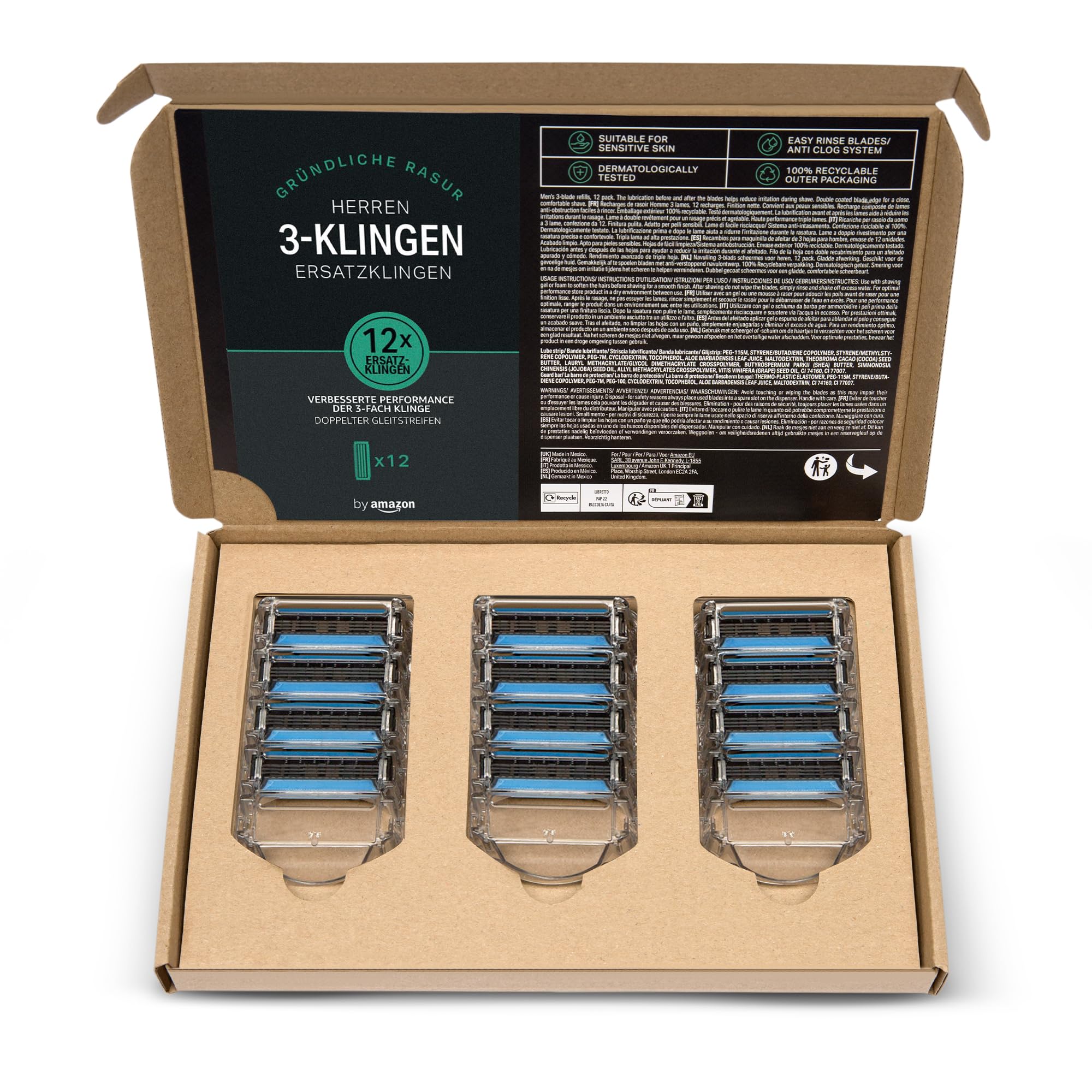 by Amazon 3-fach-Klingen für Herrenrasierer (12 Stück)