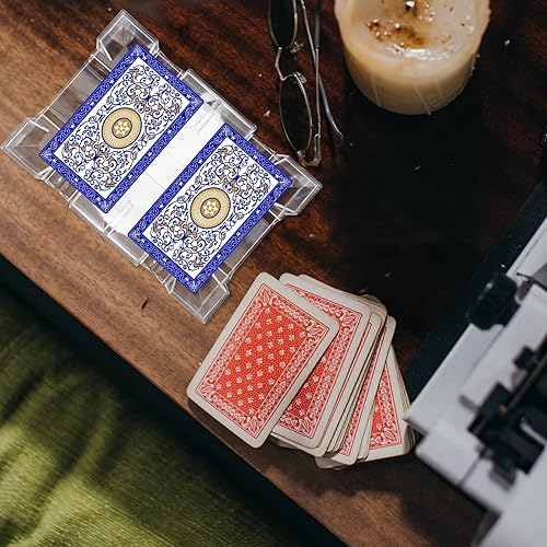 Miniatura 9 de DOITOOL Bandeja giratoria de 2 barajas para naipes: Tarjetero de plástico transparente con base giratoria de rodamiento de bolas