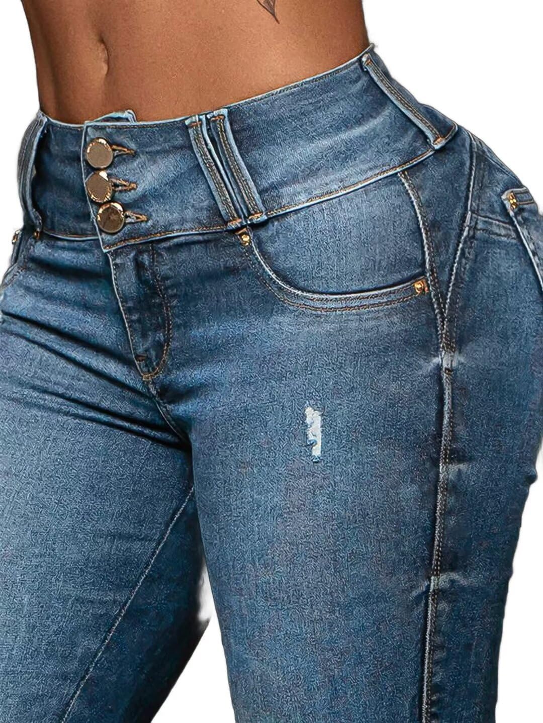 Flamingals Capri Jeans for Women Butt Lifting Stretch Mid Rise Skinny Capris Denim Jeans - Image 5