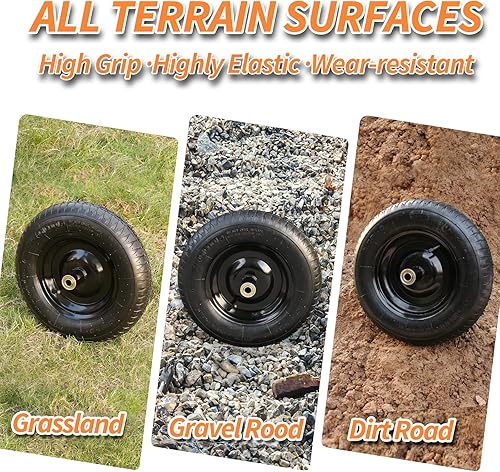 Miniatura 5 de Neumático de 14.5" para Carretilla, Neumático Neumático 3.50-8", Rueda Universal para Carretilla para 4.804.00-8", 4.00-6", y 2.50-8", con Buje