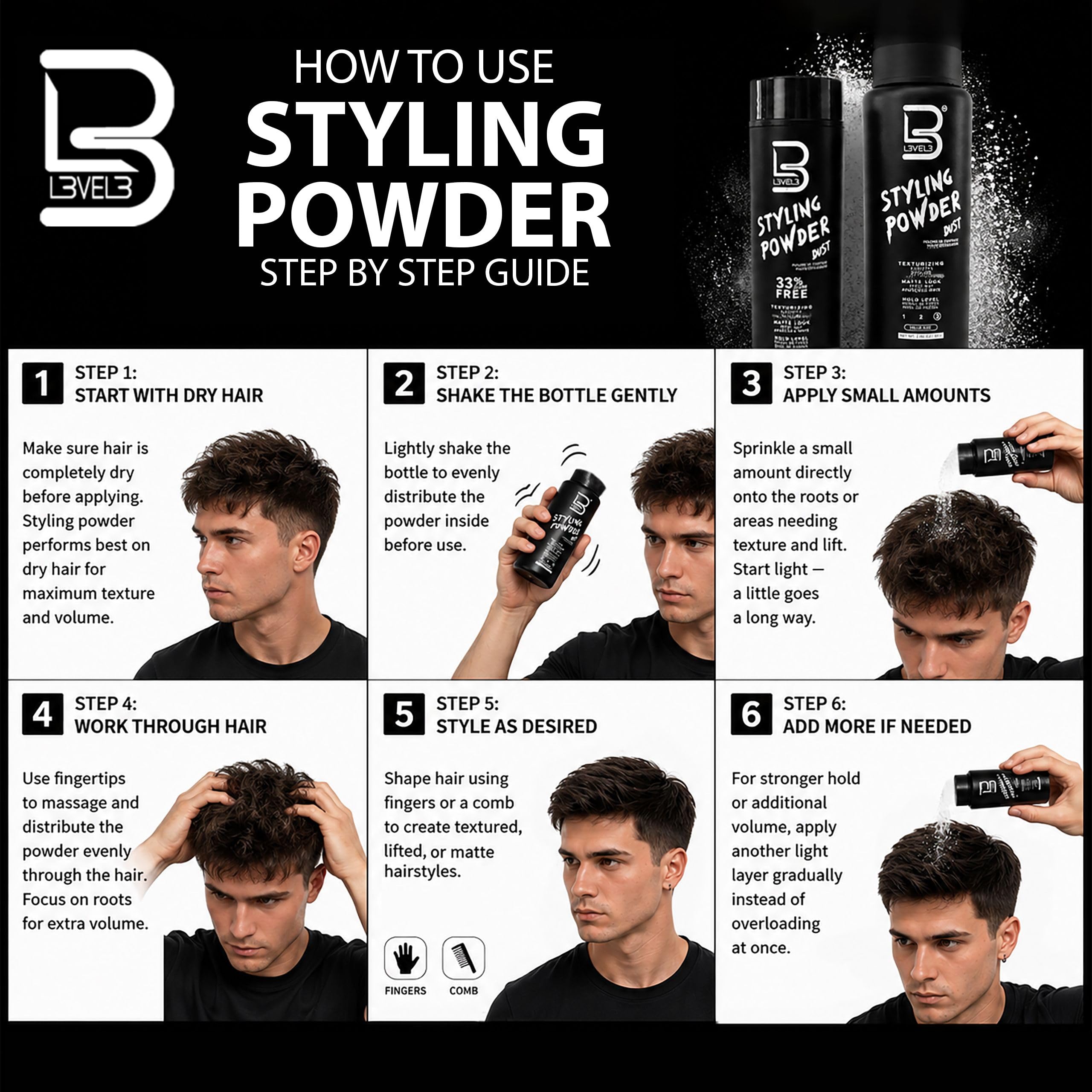 Amazon.com: L3 Level 3 Hair Texture Powder for Men, Volume