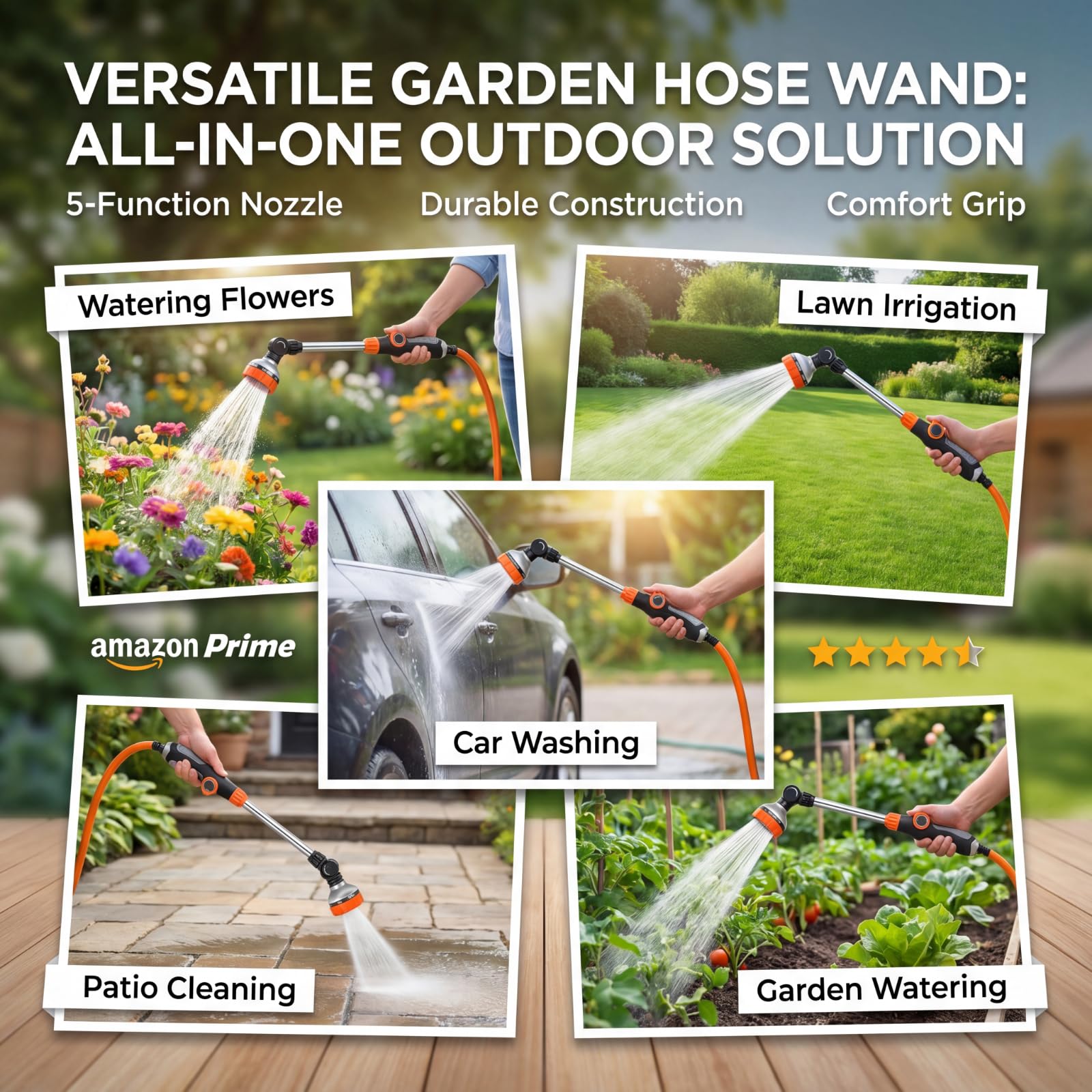 Confezione da 2 bacchette per irrigazione da giardino, 8 modalità, tubo da 3/4 '' con connettore rapido, ugello spruzzatore per giardino, piante, irrigazione agricola, lavaggio auto, ecc (stile