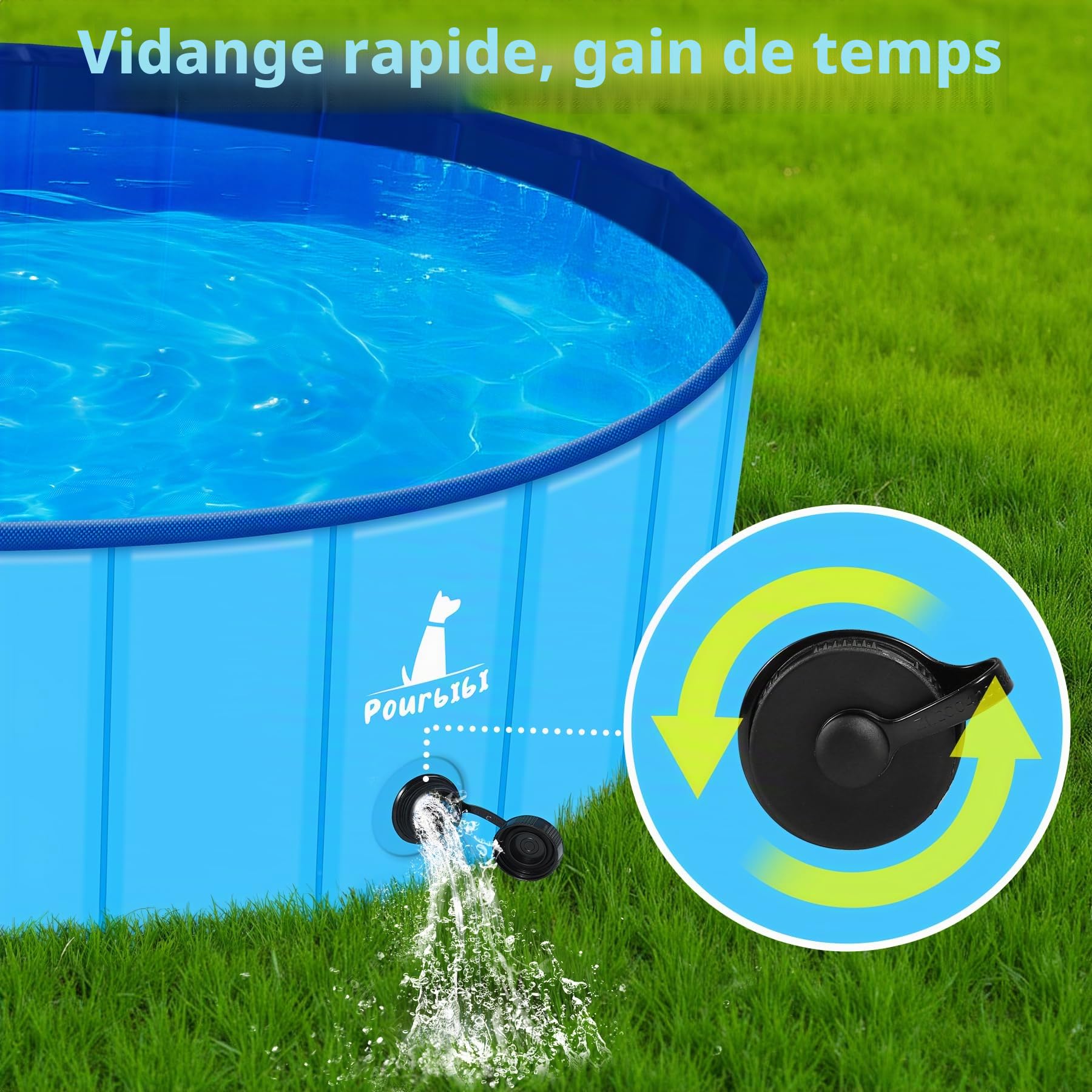 Pourbibi Piscine pour Grands Chiens, Bassin De Baignade Pliable pour Chien, Baignoire pour Chien Antidérapante, Pataugeoire pour Enfants Et Chiens, 120 X 30 Cm