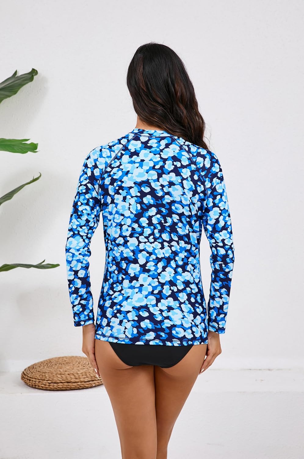 Halcurt Womens Long Sleeve Rash Guard Swim Shirts with Built in Bra UPF50+ Sun Protection Swimsuit Top