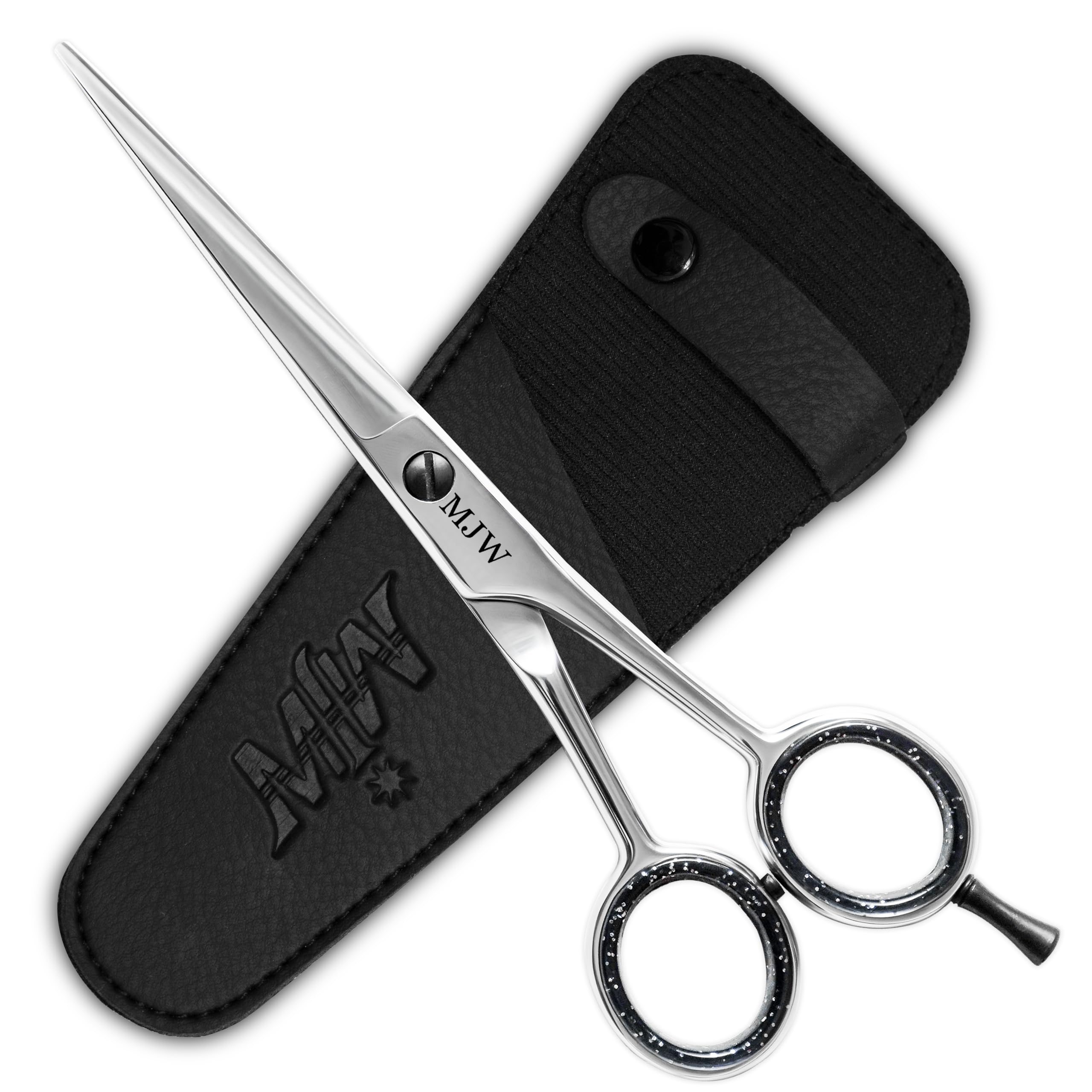 MJW Professional Hairdressing Scissors, 6.5” Stainless Steel Hair Cutting Barber Shears for Salons and Home Ideal Mustaches