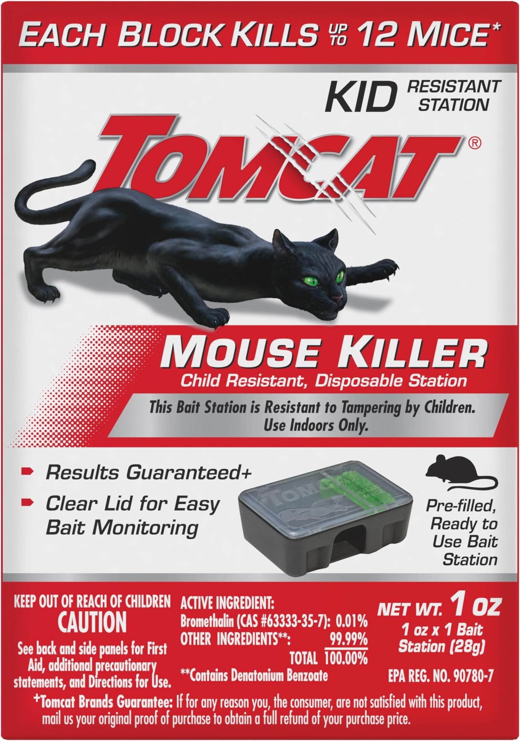 Tomcat Mouse Killer, Child Resistant, Disposable Station, 1 Station (Pack of 12)