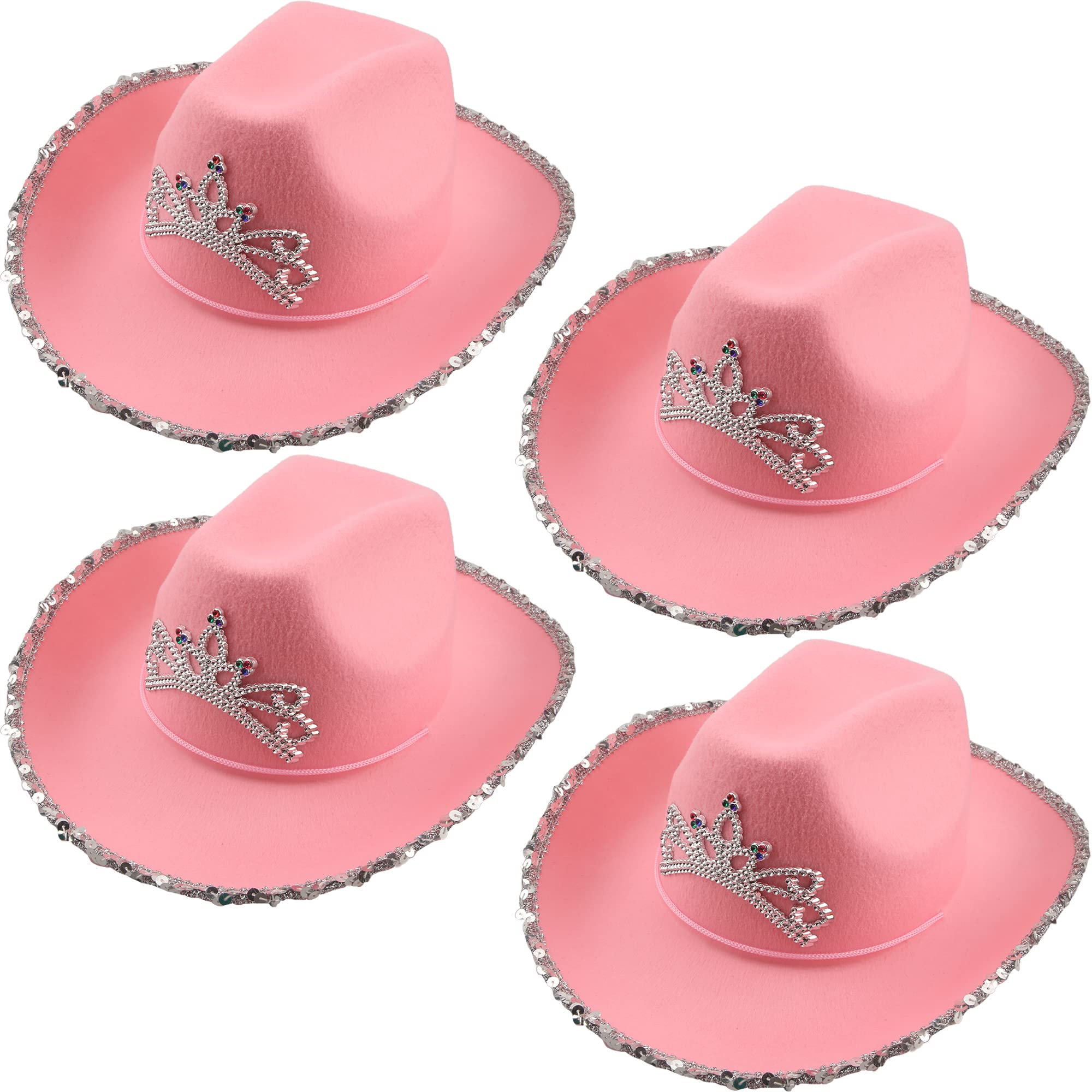 SGBETTER4 Pack Adult Cowboy Hat Cowgirl Hats West Cowboy Hat with Neck Drawstring for Women Girls Cowboy Theme Party