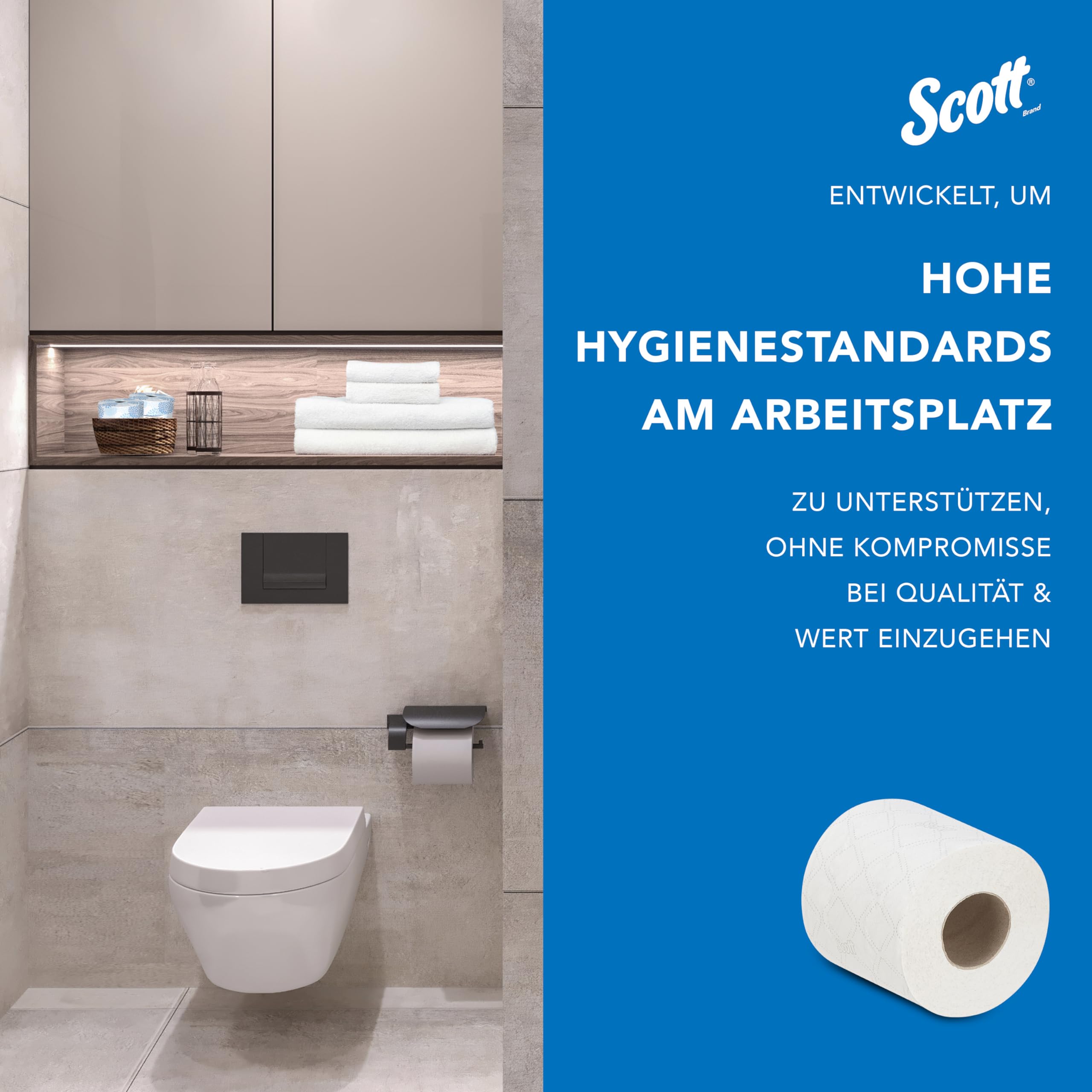 Scott Essential Toilettenpapier Standardgröße 8538, 2-lagiges Klopapier, weißes FSC-zertifiziertes WC-Papier, Standardgröße, 36 Rollen x 320 Blatt, (insg. 11.520 Blätter)