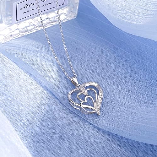 Miniatura 6 de Regalos para nieta de la abuela, collar de plata de ley 925, collar de corazón de plata de ley 925, regalos de generaciones de abuela, regalos de