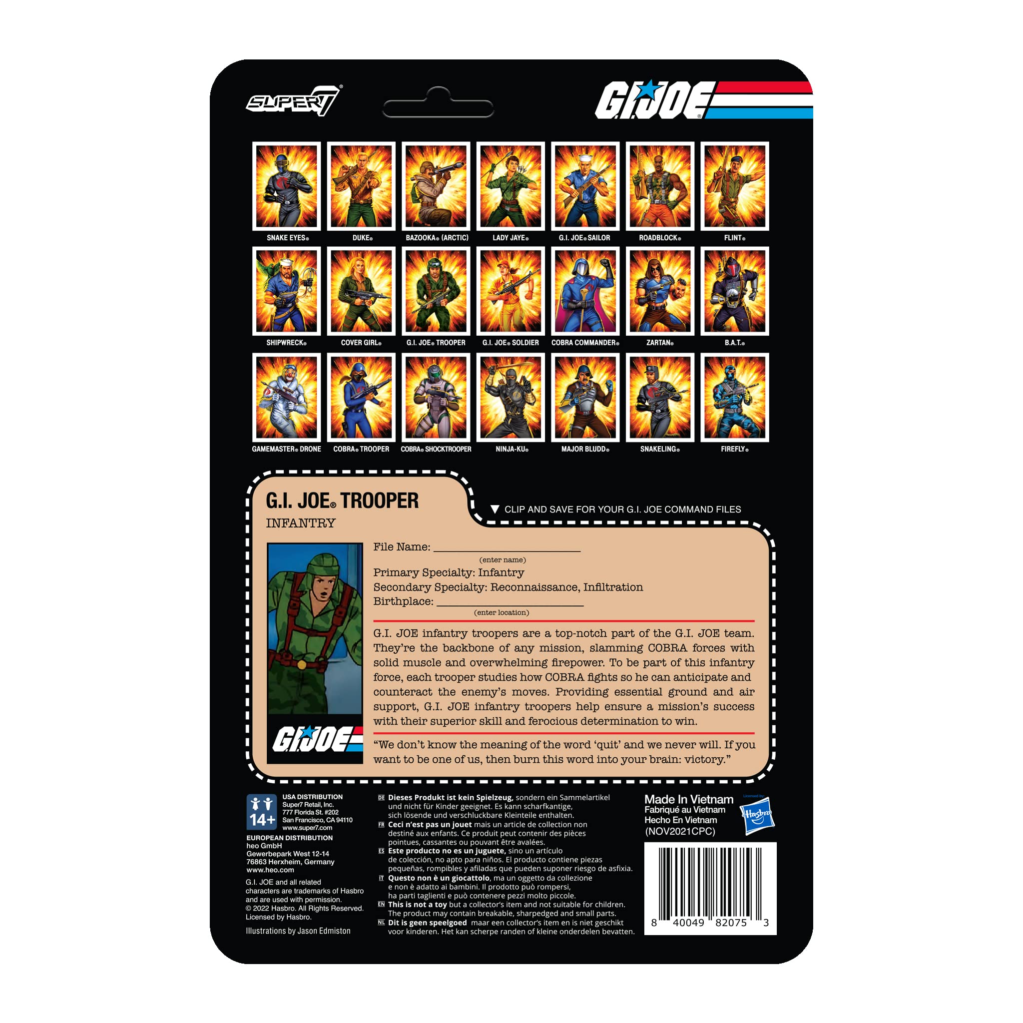 SUPER7 G.I. Joe Trooper Clean Shaven (Marrone) - Action Figure 9.5 Cm Da Collezione Con Cardback Cartoon - 4