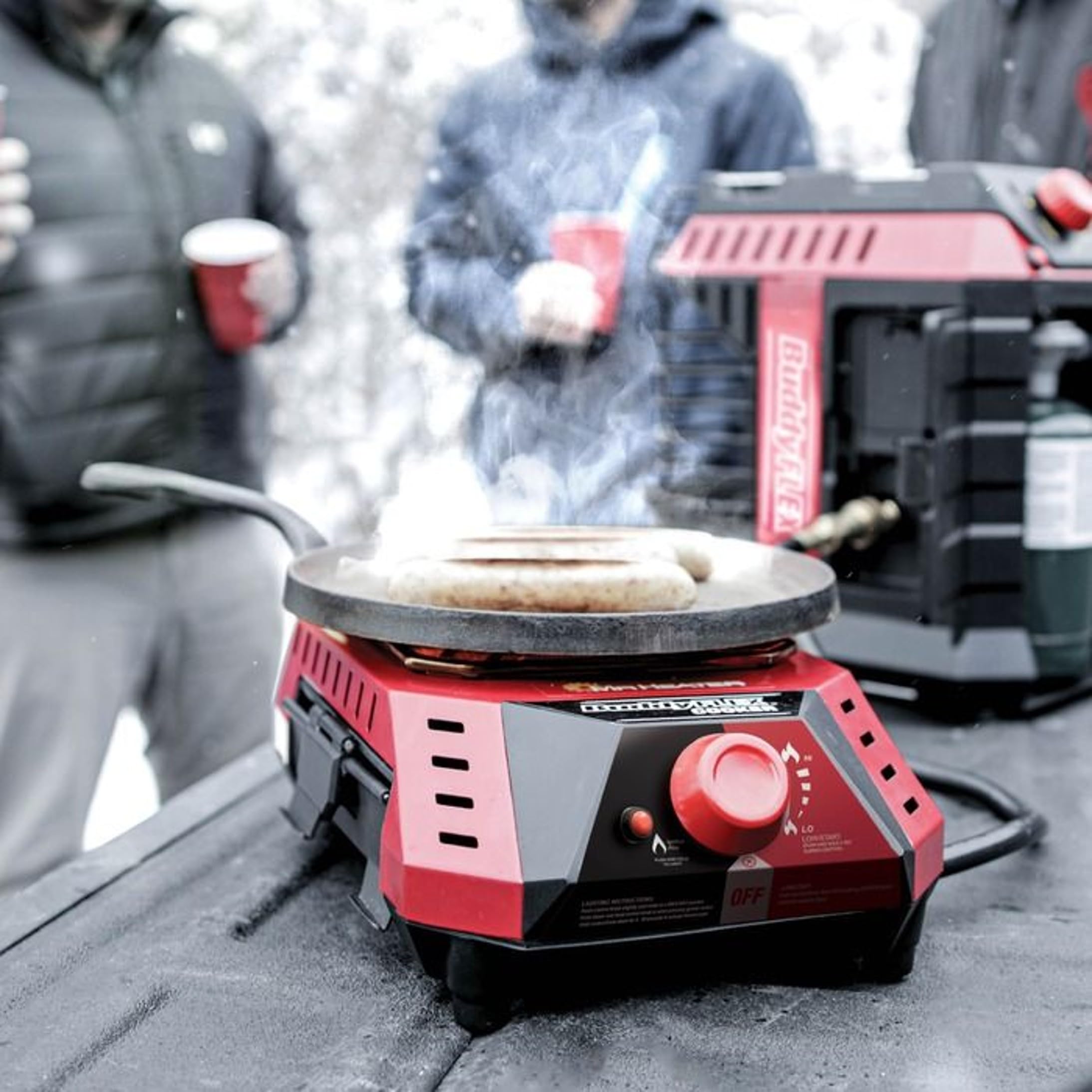 """Mr Heater Buddy FLEX Cooker Tragbarer Outdoor-Gaskocher mit 5000 bis 8000 BTU Infini-Variabler Steuerung, Faser-Mesh-Brenner, Schnellanschlussschlauch und Schlauchaufbewahrung"""