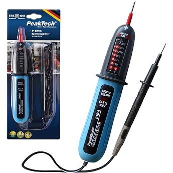 PeakTech 1094 Voltage Tester 2-Pin CAT III 400V AC/DC IP54 LED