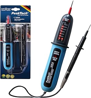 PeakTech P1094 – Digitaler 2-Poliger Spannungsprüfer AC/DC von 12V bis 400V – Hochwertiger Stromprüfer mit LED-Anzeige und akustischem Warnsignal – Spannungsmesser mit IP54 Schutzklasse – CAT III