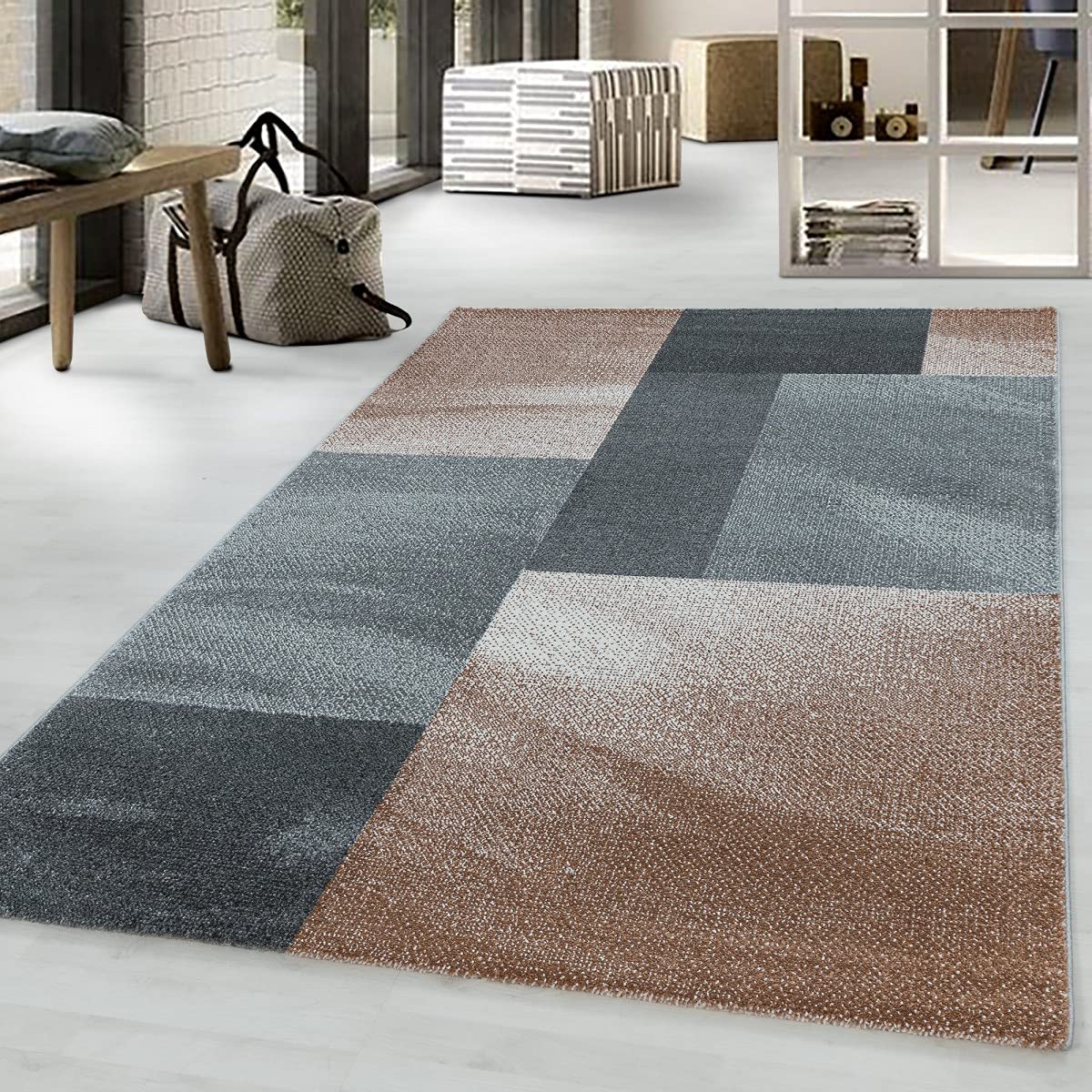 Tapis antidérapant cuivre Zipcode 80x250 cm pour sécuriser le couloir
