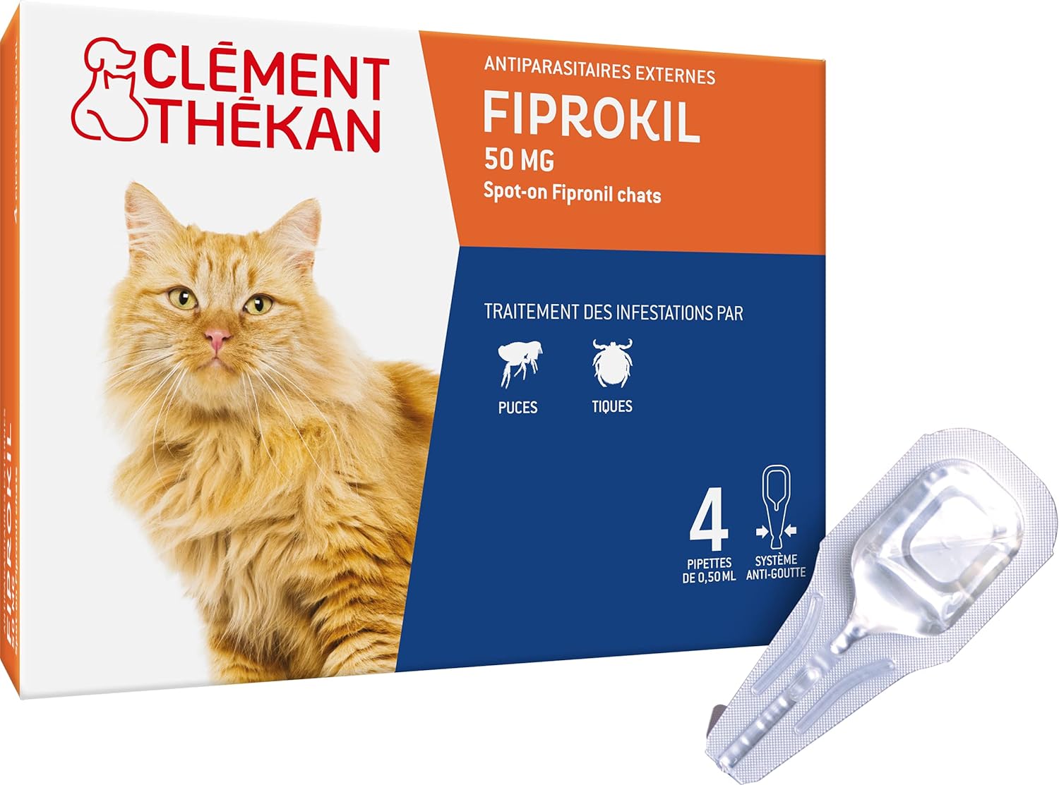 Clement Thekan Fiprokil 50 Mg Spot On Fipronil Chats Pipettes Anti Puces Et Anti Tiques Pour Chats 1 Kg Et Plus 4 Pipettes Amazon Fr Animalerie