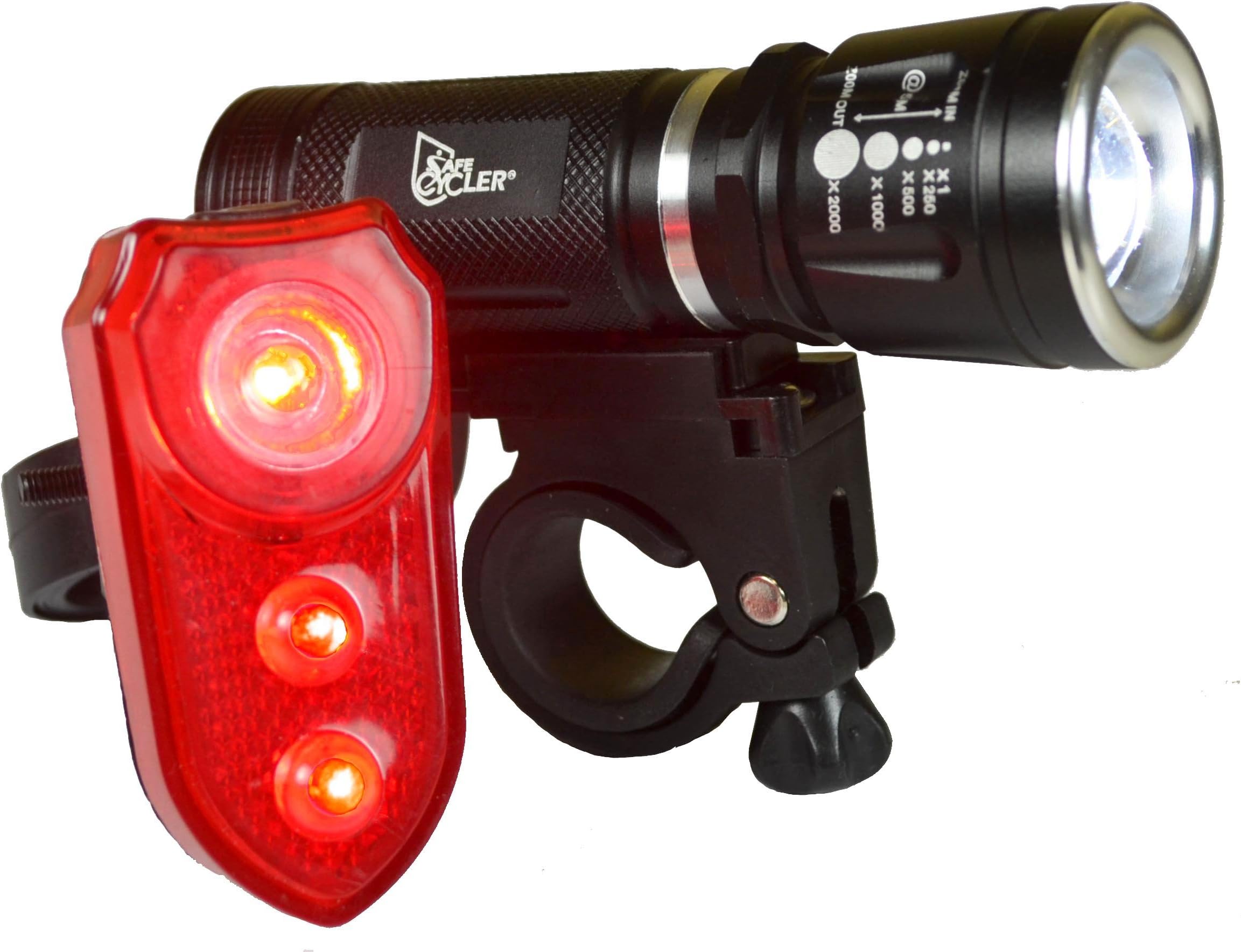 SafeCycler LED Bike Lights - Super Bright Front and Rear LED Bicycle Light Set for Your Safety