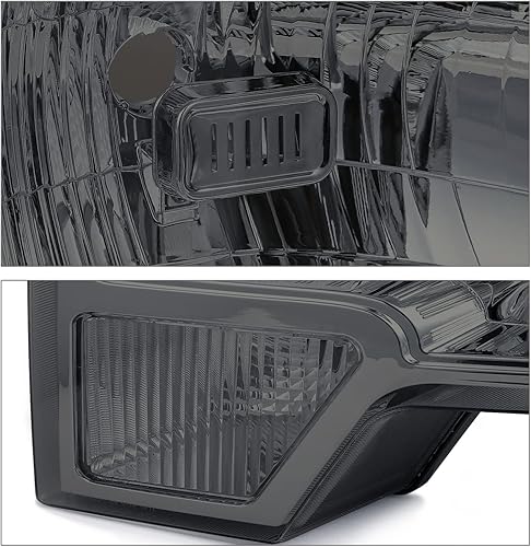 Miniatura 4 de M-AUTO Conjunto de faros delanteros izquierdo y luz compatible con Ford F-150 Pickup 2009-2014, carcasa cromada, lente ahumada, lámparas de esquina
