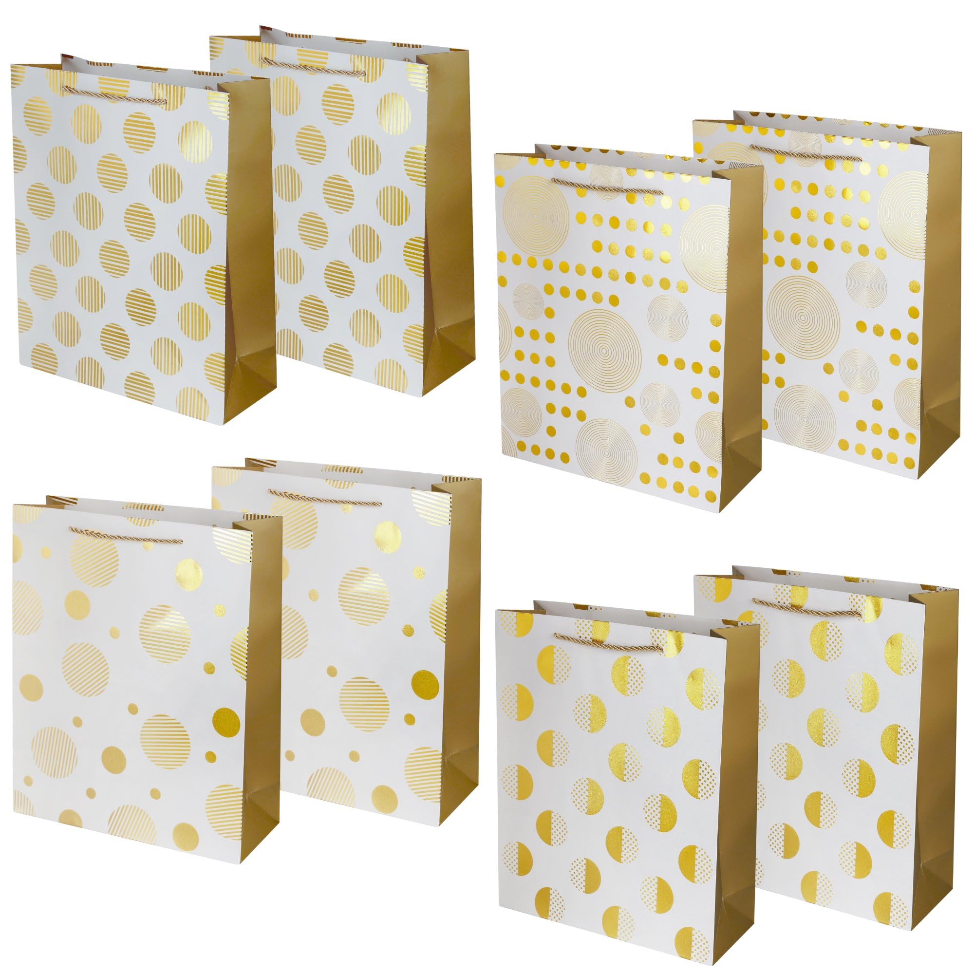 NIMNIK Golden Gift Bag With Handles - Large Gift Bags with Golden Rope Handles - Thick Glossy Christmas Bags Birthday Party Bag