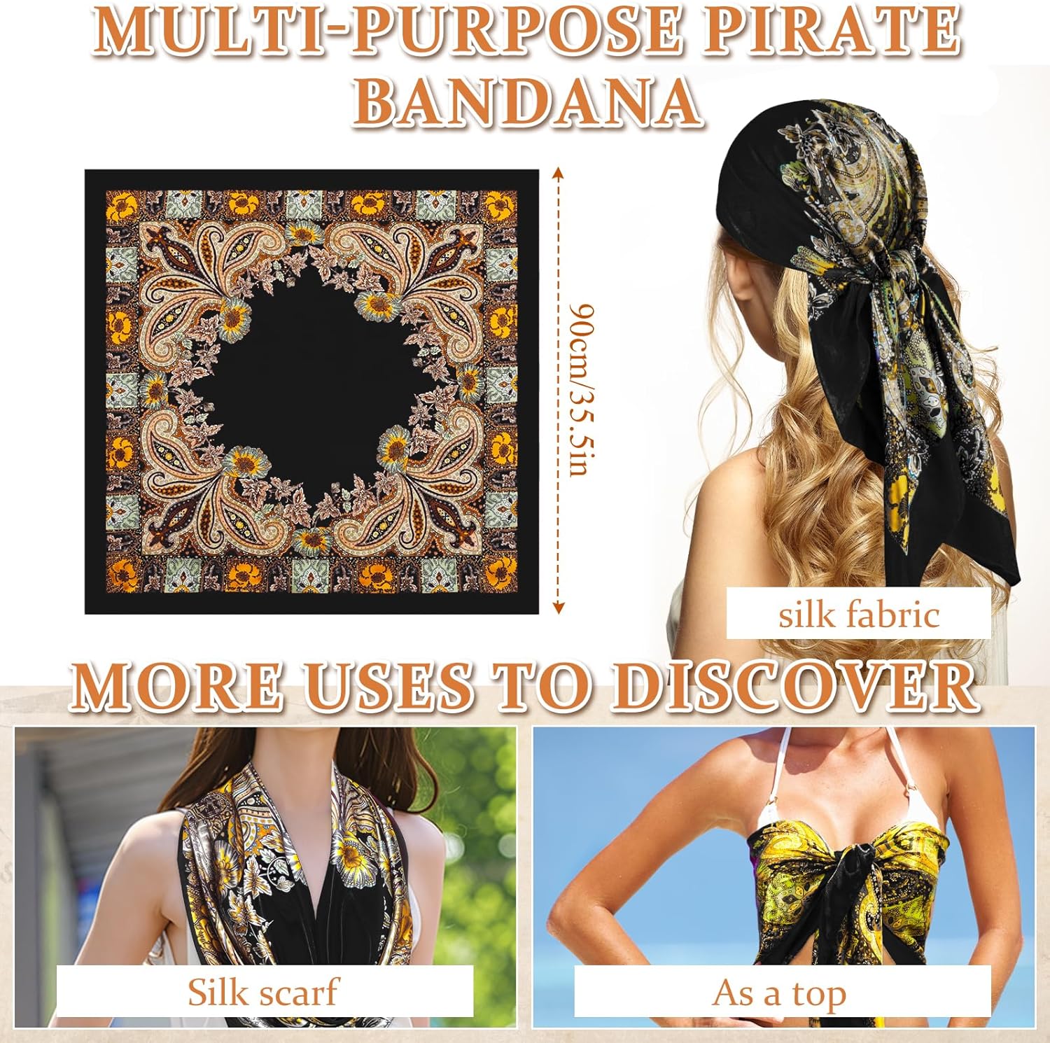 Pirate Costume Accessories Set for Women Pirate Head Scarf Pirates Sash Belt Necklace Bracelets Eye Patch Earrings Dress Accessories for Cosplay Party Dress-Up Ren Faire Carnival - Image 7