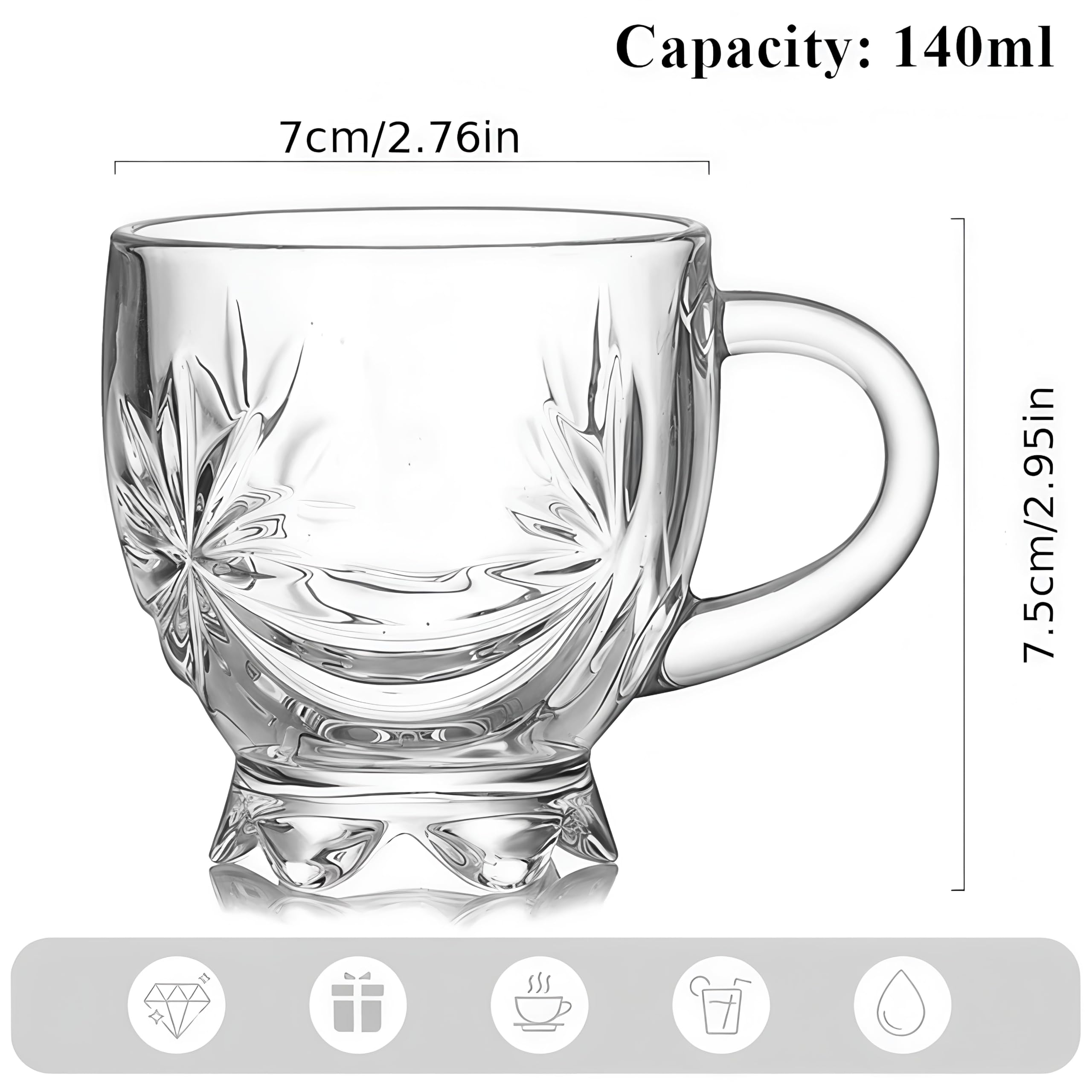 Glass Tea Cups Set of 6 - Elegant & Versatile -5 Glass Tea Cups Set of 6 - Elegant & Versatile -5