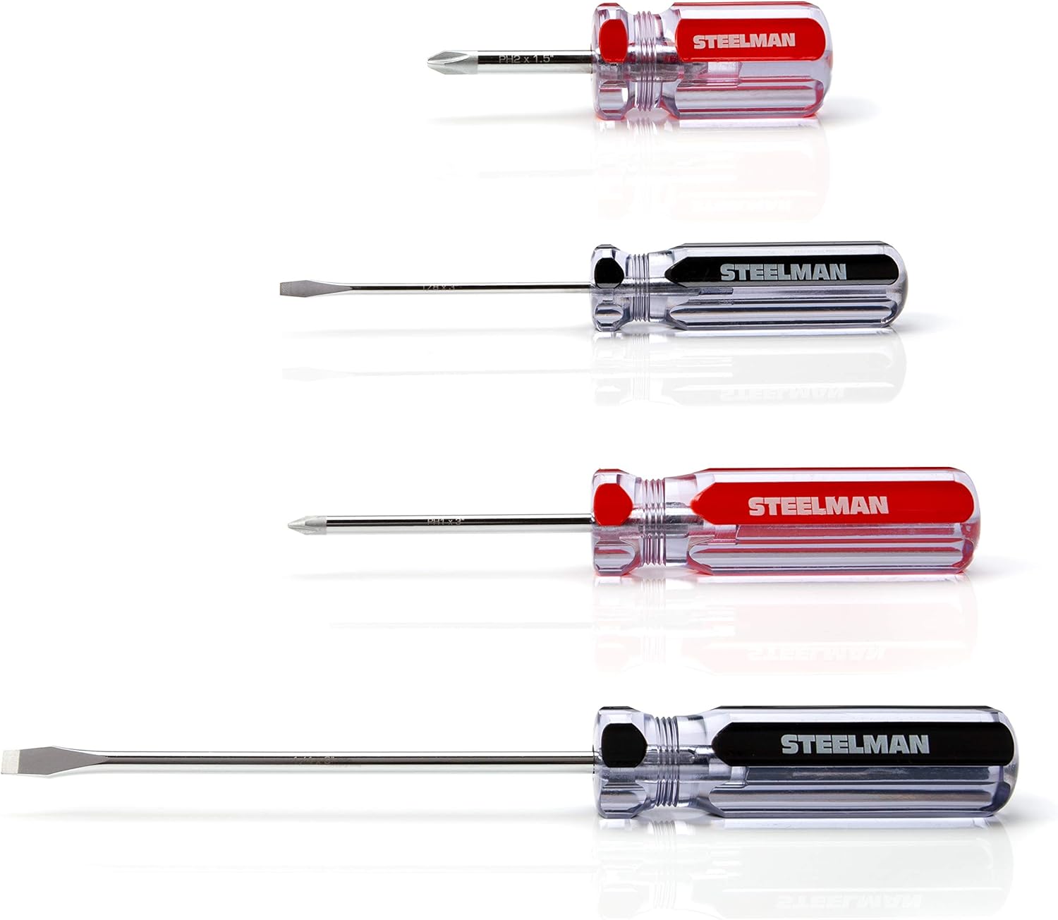 Steelman 16-Piece Slotted and Phillips Head General Purpose Screwdriver Set, Includes Commonly Used Sizes, 2 Offset Drivers, and a 4-way Keychain Screwdriver