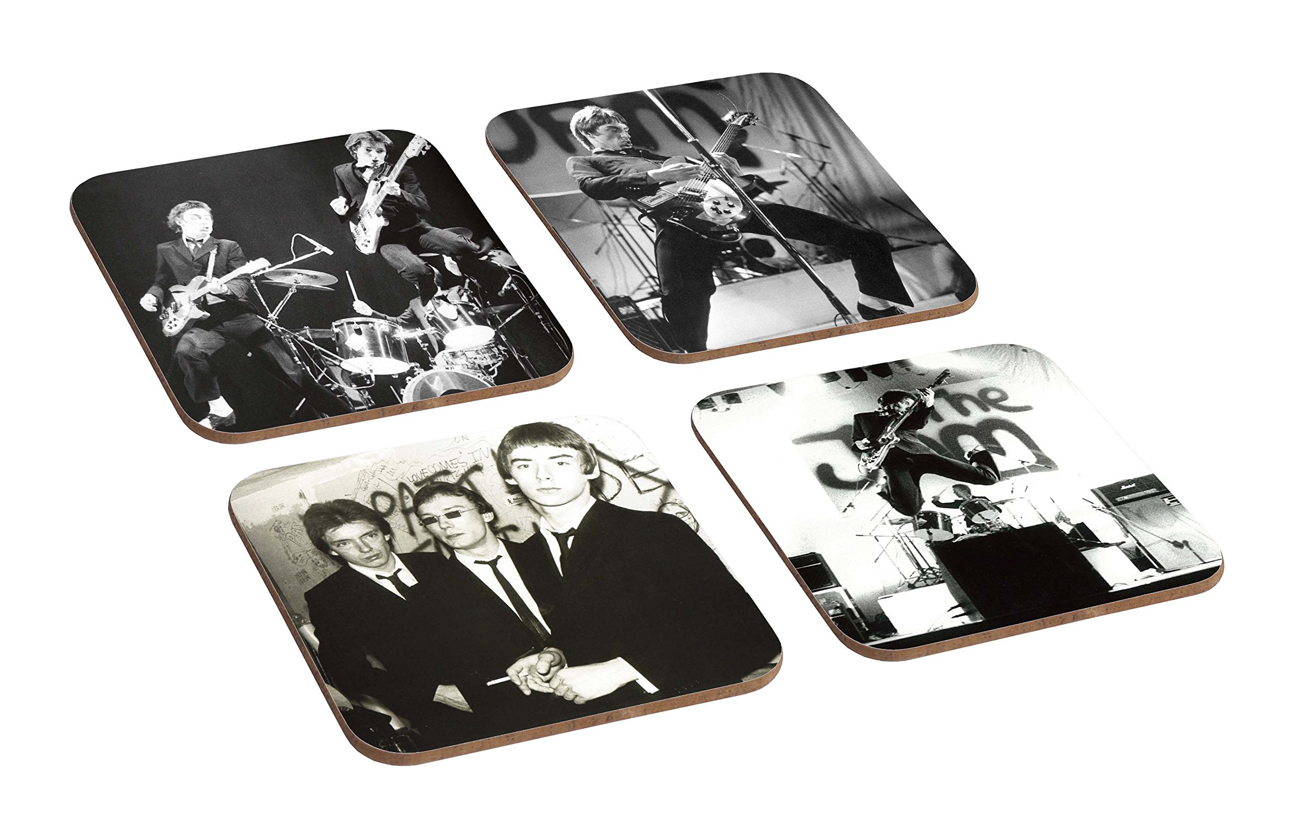 Mugmart Black The Jam Paul Weller Bw 4 Piece Wooden Coaster Set