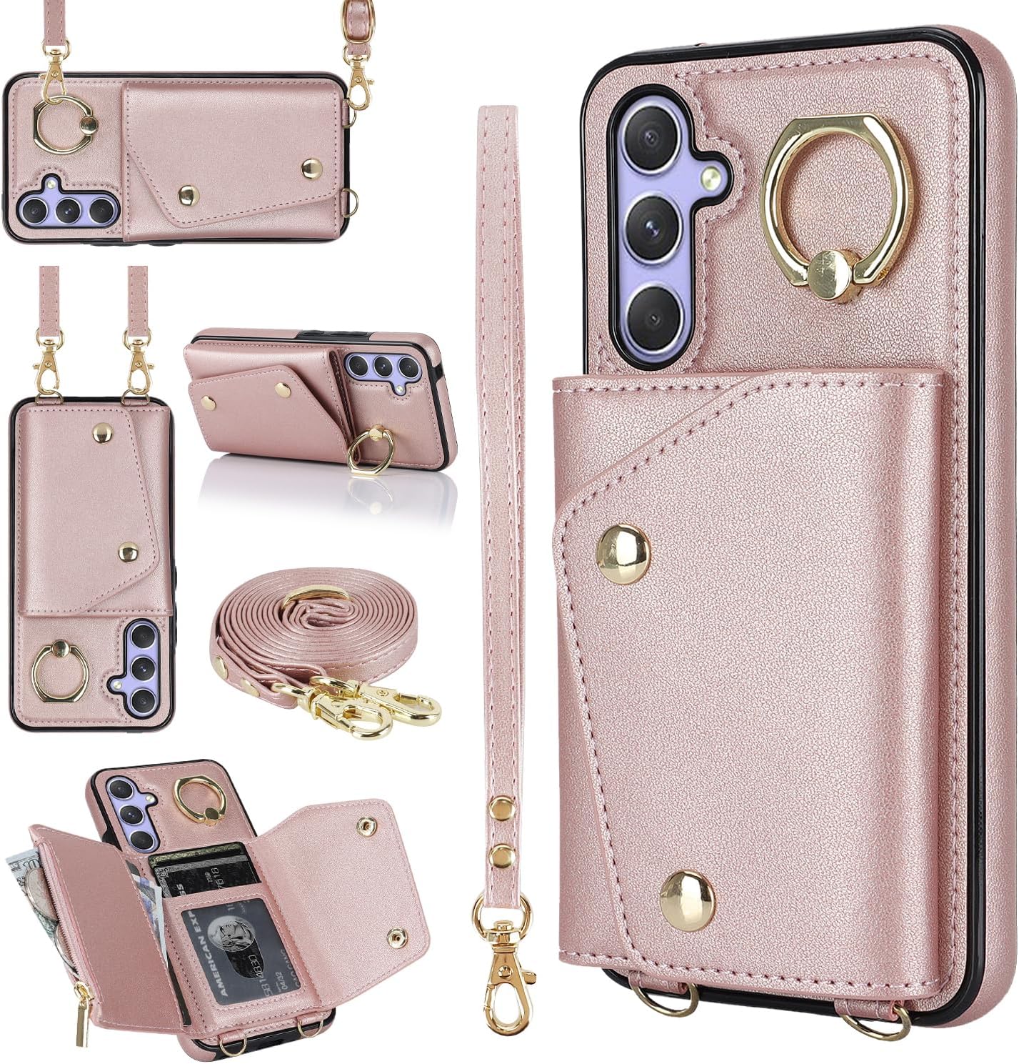 UEEBAI Crossbody Wallet Case for Samsung Galaxy S23 Ultra 5G, Card Slot Phone Case