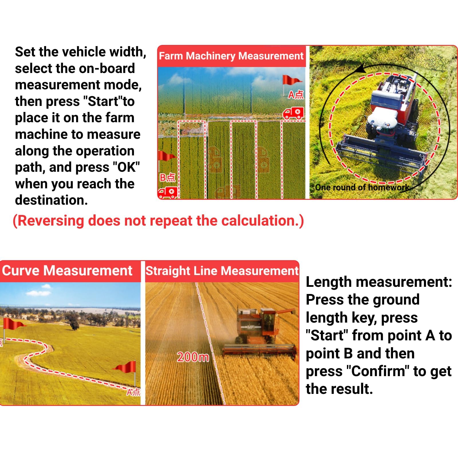 Landflächenmesser Handheld-GPS-Navigationsflächenmesser mit 2,4-Zoll-LCD-Display für die Anzeige der Flächenlänge in Echtzeit