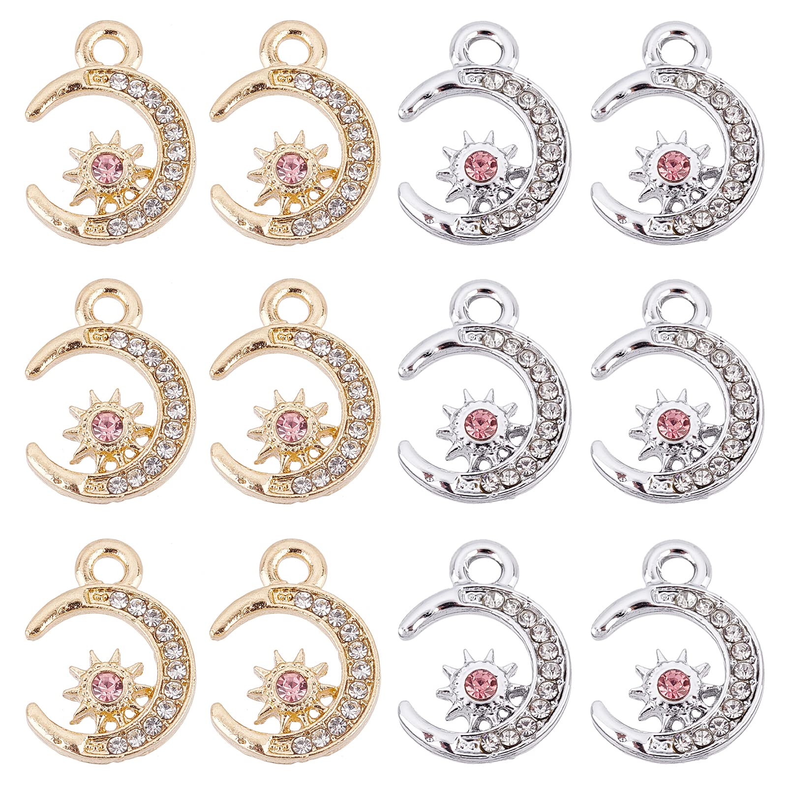 Pendentifs lune céleste en strass de haute qualité pour la fabrication de bijoux fins