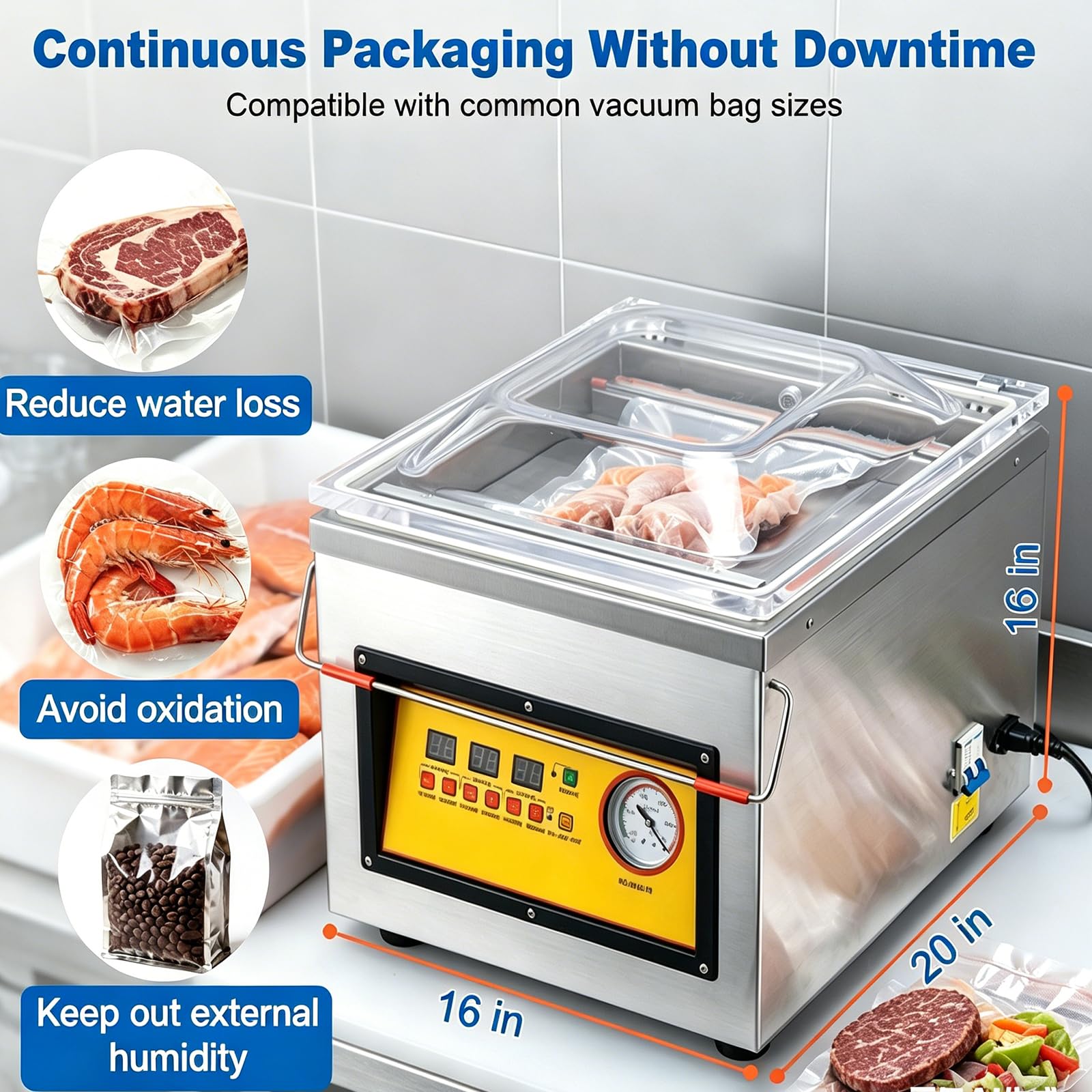Máquina de envasado de alimentos compacta con Control automático sellador al vacío for uso comercial doméstico