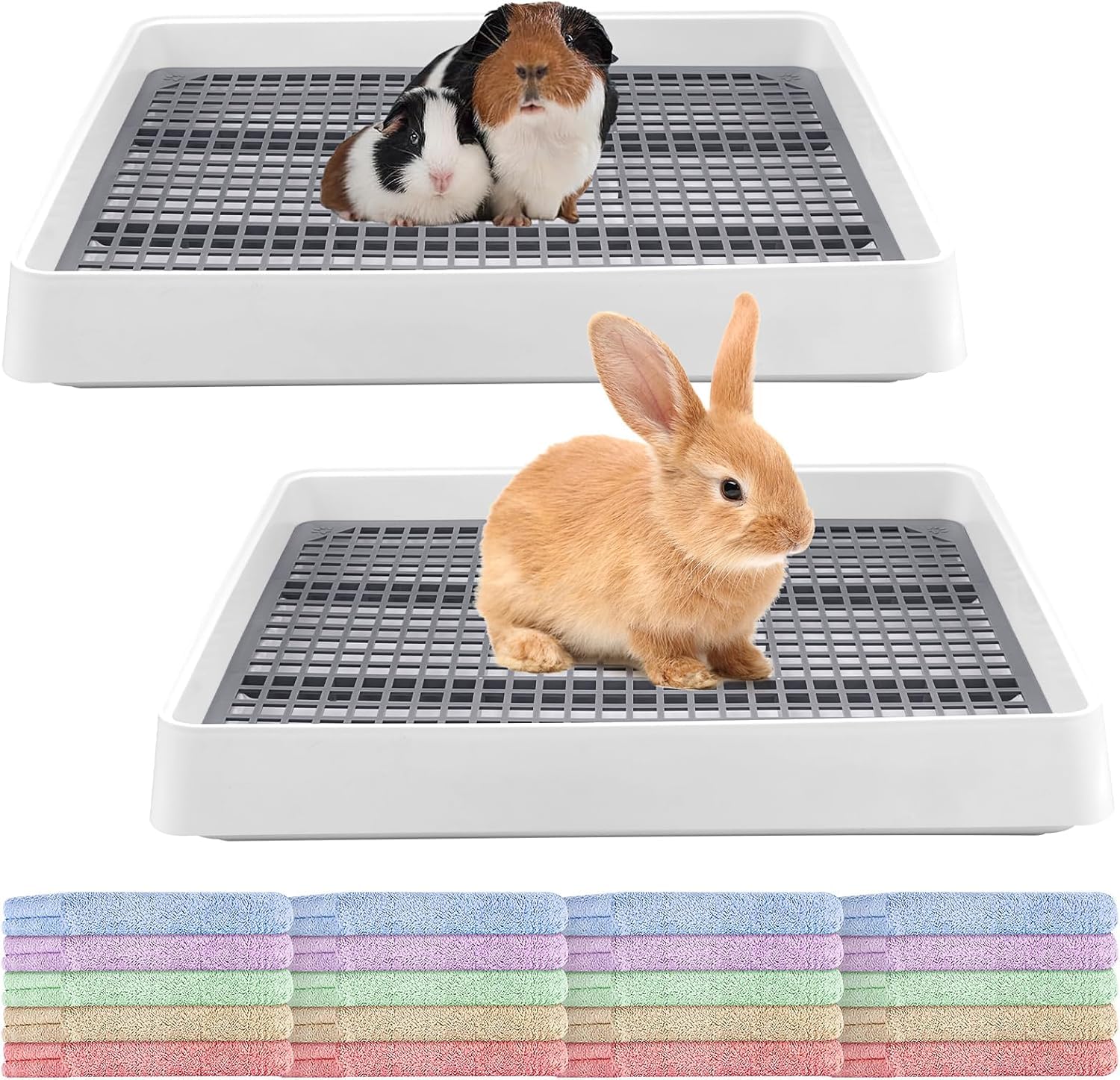 Cuvette apprentissage toilettes lapin et tapis polaire contre odeurs cochon d'Inde
