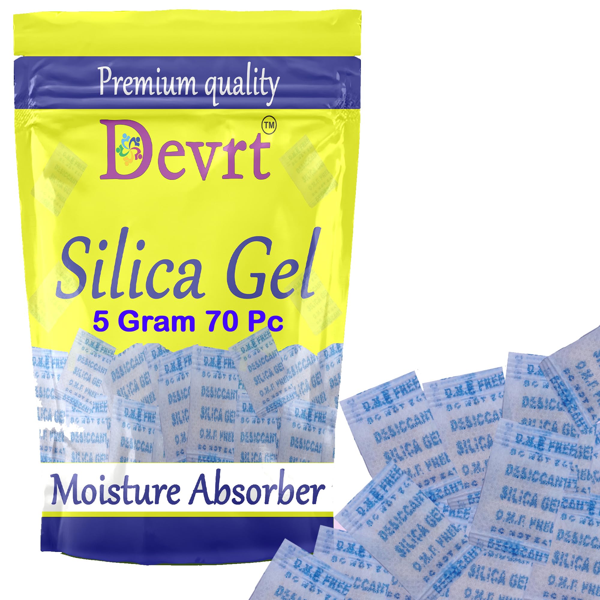 Devrt Moisture absorbents Magic Silica Gel 5 Gram Pouch of 70 Pc Silica Gel for Camera Lenses Shoes Room Kitchen Wardrobe Cupboard car Bedroom-image-3