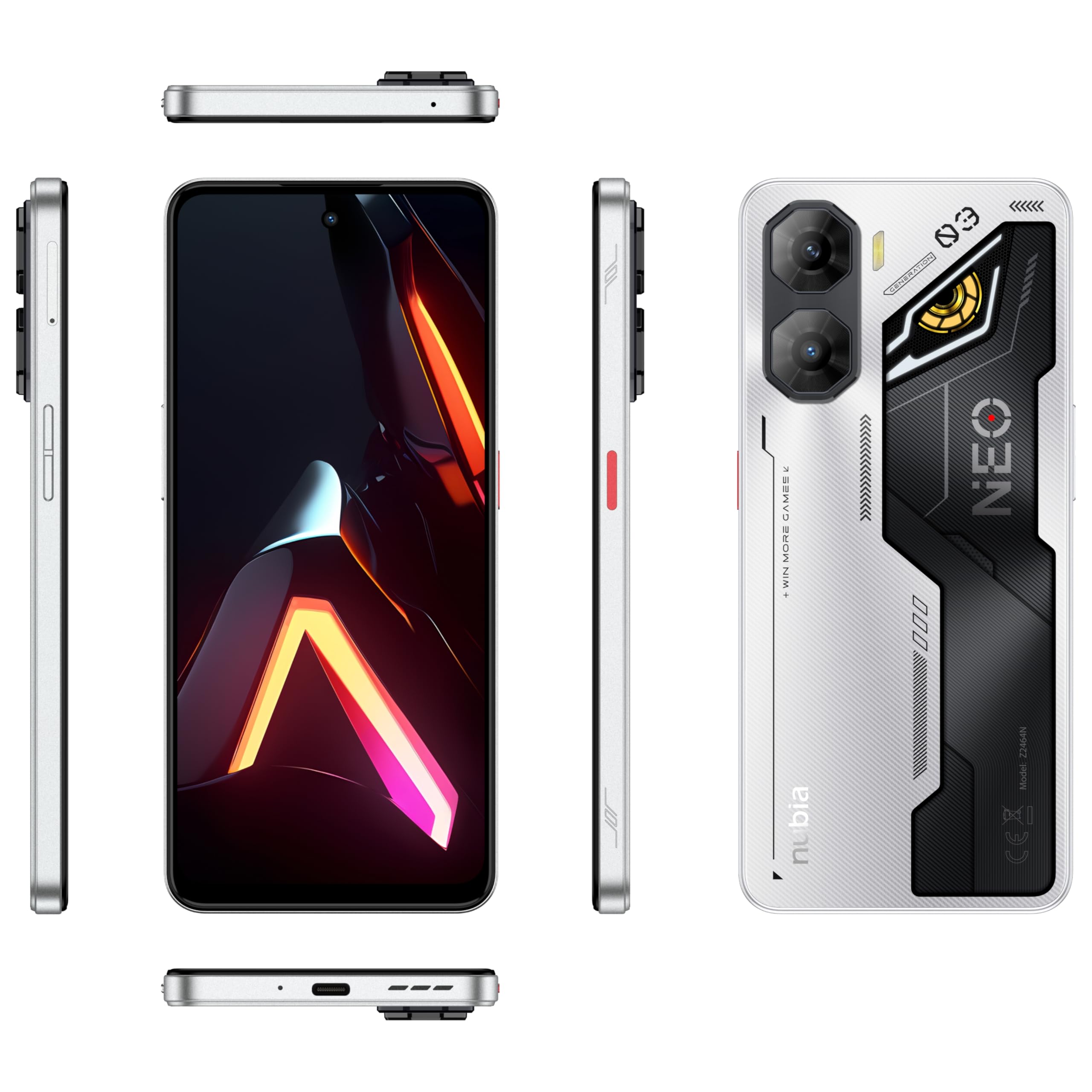 nubia Neo 3 5G Smartphone Gaming Android 15, 8+12GB RAM Dinamica + 256GB ROM, Display 6.8" FHD+ 120Hz, Camera 50MP, Dual SIM, NFC, Batteria 5230mAh, Alte Prestazioni, Cyber Silver