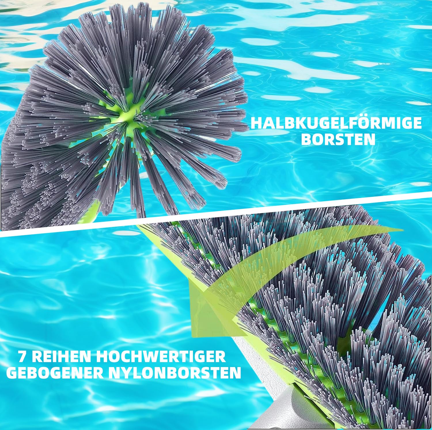 Poolbürste für Folienpool 17,5″, 45cm Pool Bürste, Poolbesen, Poolbürste für Folienpool, Poolbürsten,Pool Reinigungsbürste für Schwimmbad Bürste Pool, EZ Clip Aluminiumgriff, Nicht mit Teleskopstange