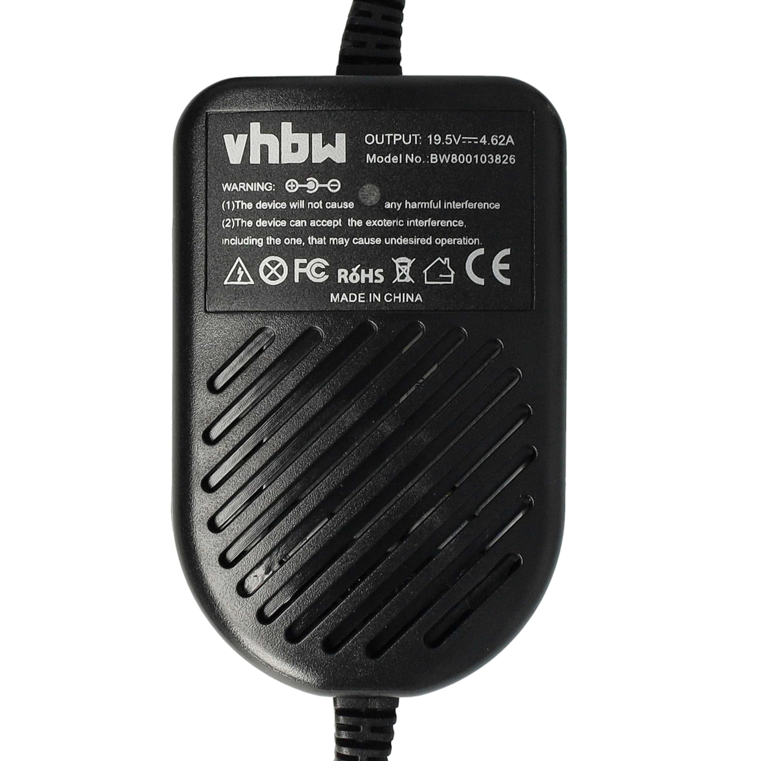 vhbw caricabatteria da auto compatibile con Dell Vostro 3450, 3550, 3000, 3300, 3400, 3500, 2510, 3700 notebook - Caricatore da 12V nero 4.62 A