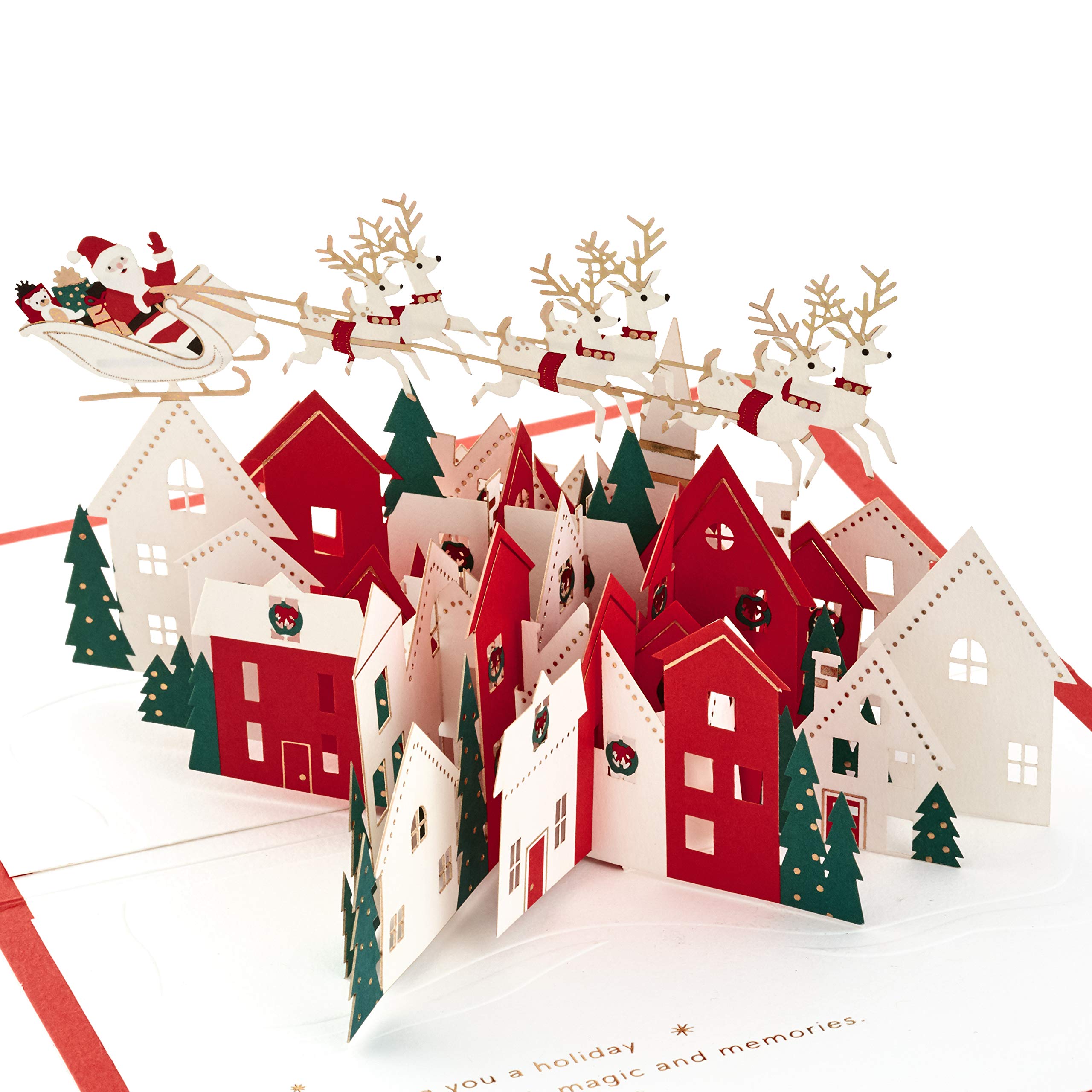 Hallmark Pop-Up-Weihnachtskarte mit Unterschrift Pop-Up Weihnachtsmann und seine Rentier