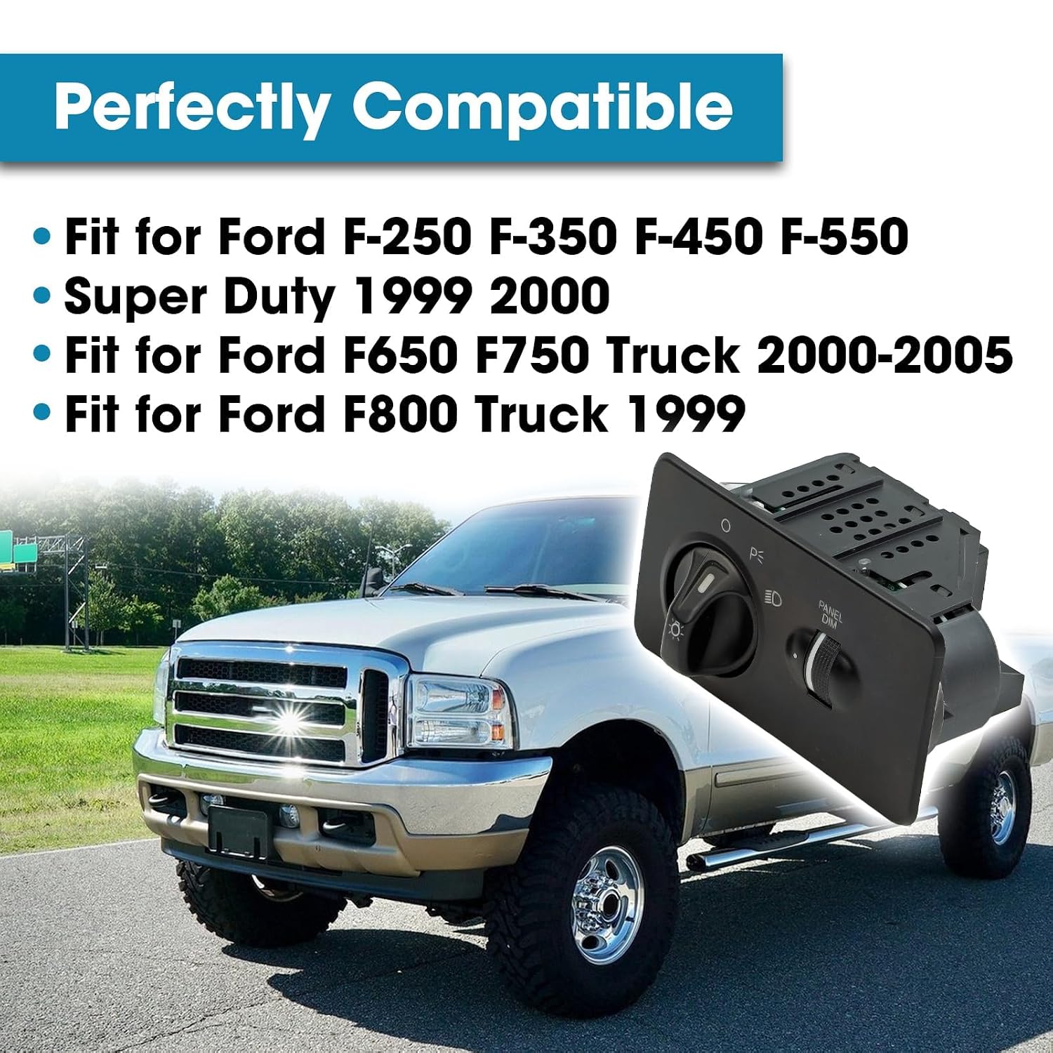 Headlight Switch Fit for Ford F250 F350 F450 F550 Super Duty 1999-2000 Ford F650 F750 Truck 2000-2005 F800 Truck 1999 Replace 1S1833 F81Z-11654-AA 88924369 SWA41651 SW5226