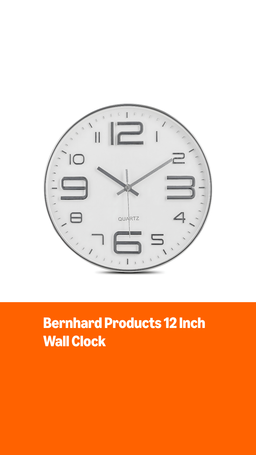 Reloj de Pared Silencioso Bernhard 12 Pulgadas Plata y Blanco miniatura 7