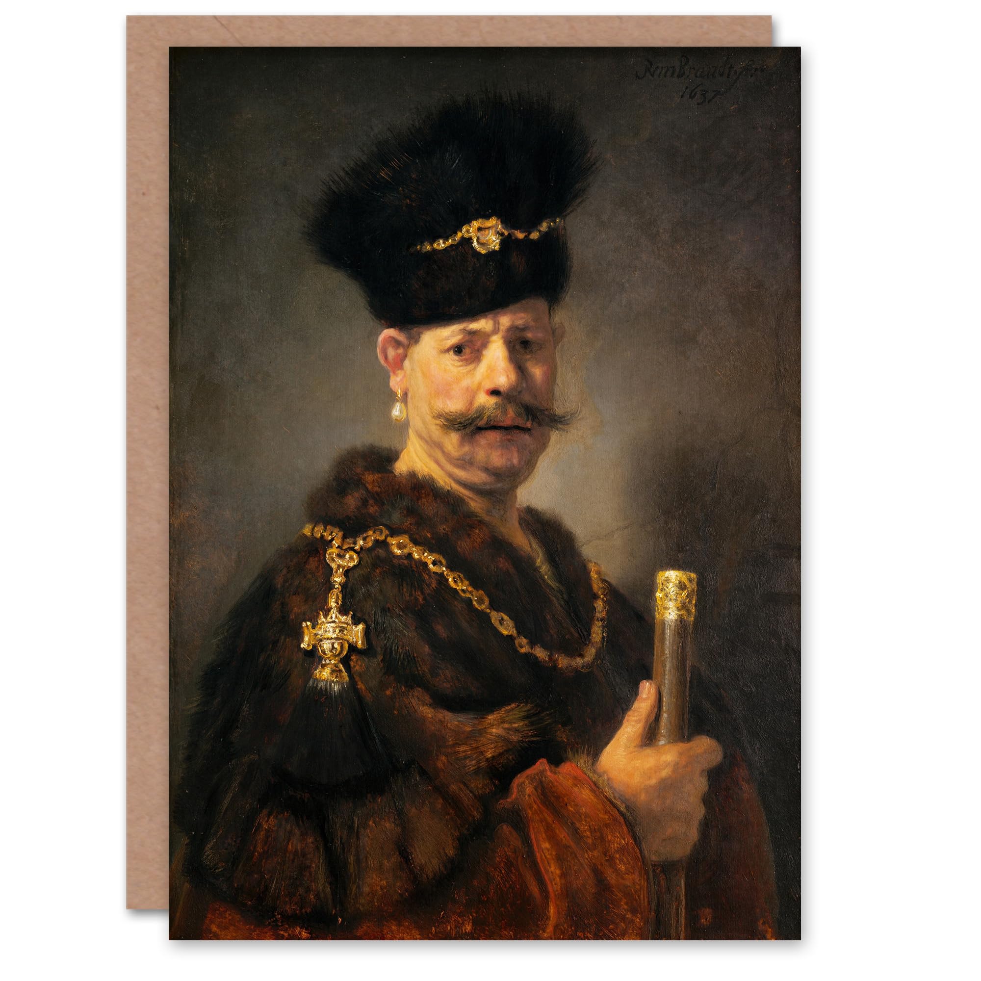 Artery8 Rembrandt van Rijn Art Card A Polish Nobleman Portrait