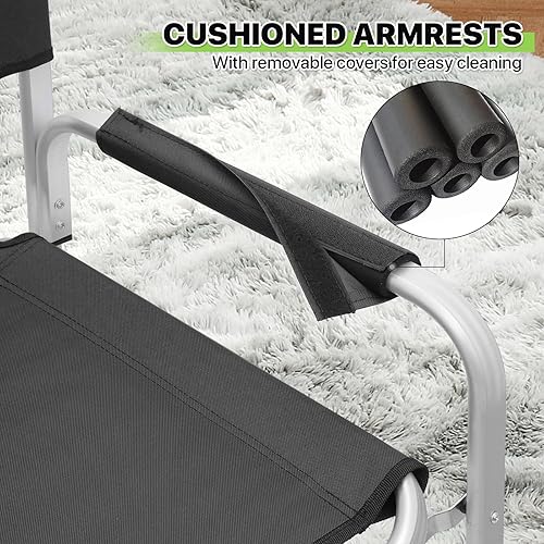 Vista 8 de Magshion Silla alta de director para vendedores y artistas de maquillaje, altura del asiento de 31 pulgadas, capacidad de 250 libras, silla plegable