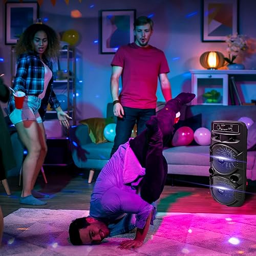 Miniatura 7 de Pyle Sistema de altavoces PA Bluetooth portátil - Altavoz Bluetooth recargable de 600 W para exteriores, sistema PA portátil con subwoofer dual de 8