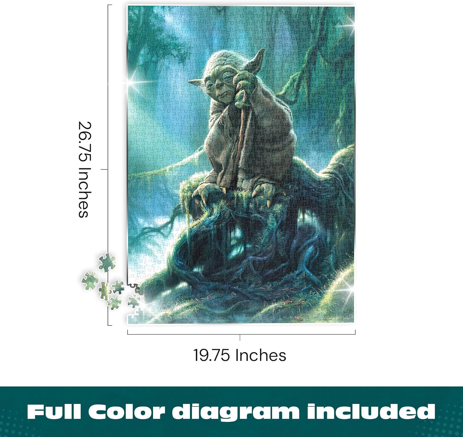 Buffalo Games Star Wars Yoda 1000 Piece Jigsaw Puzzle - 26.75 x 19.75 in, Multicolor - Full Color Poster - Precision Interlocking Pieces - Puzzles for Adults