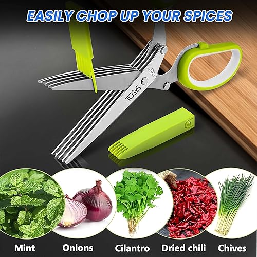 Miniatura 6 de Juego de herramientas de cocina 3 en 1 de alta calidad, prensa de ajo de acero inoxidable resistente, tijeras de hierbas y ablandador de carne, a